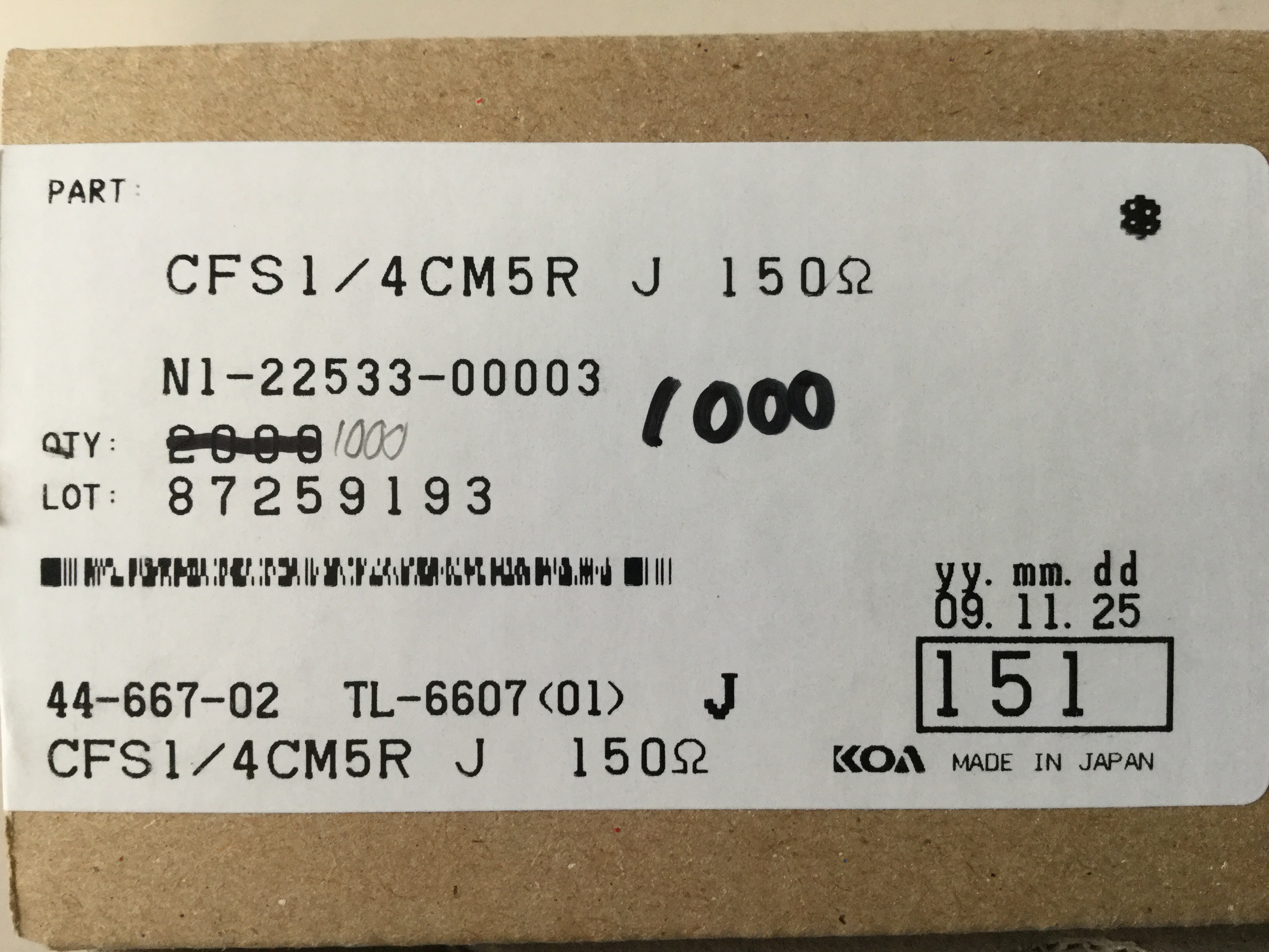 CFS1/4CM5R151J