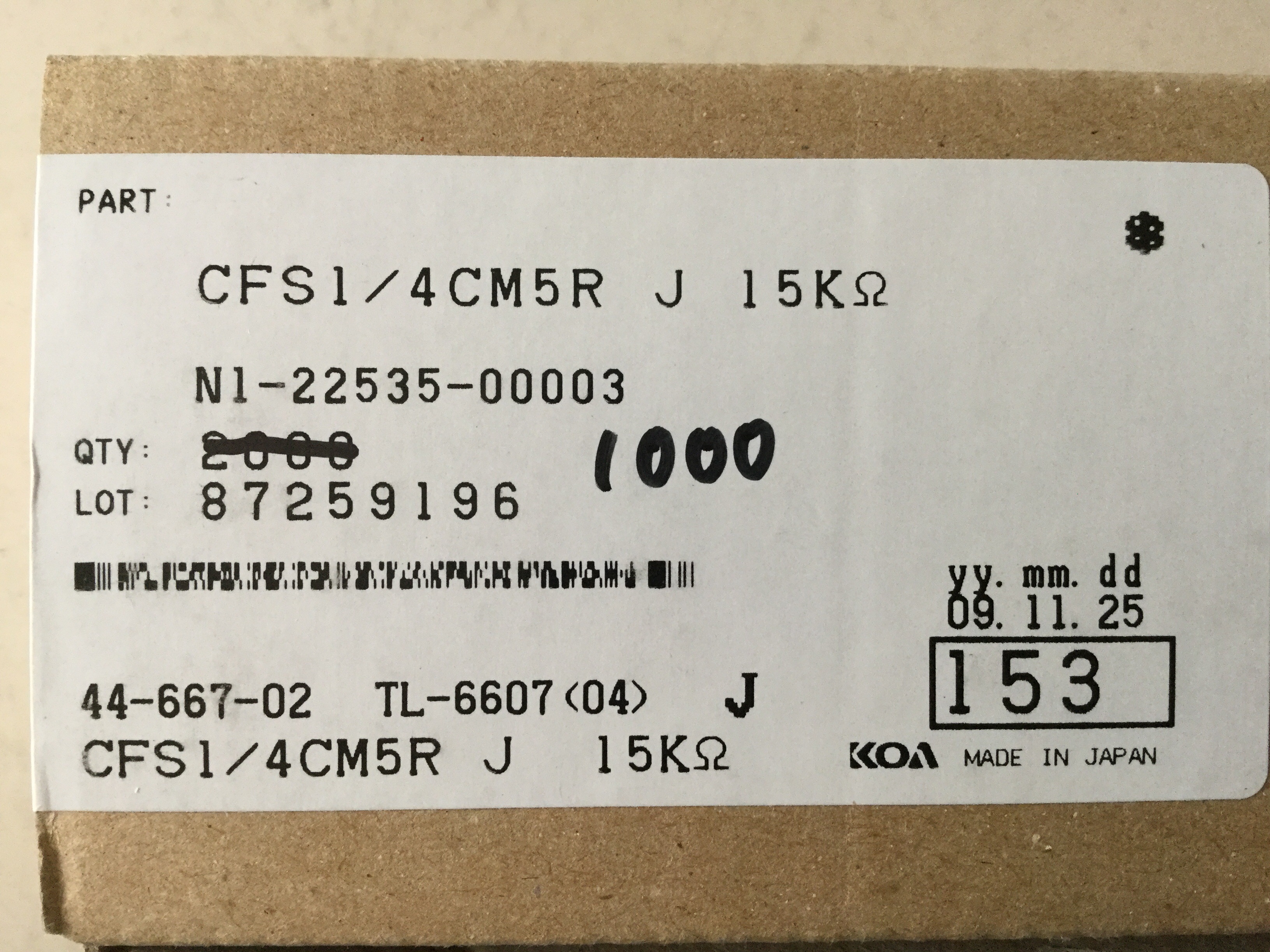 CFS1/4CM5R153J