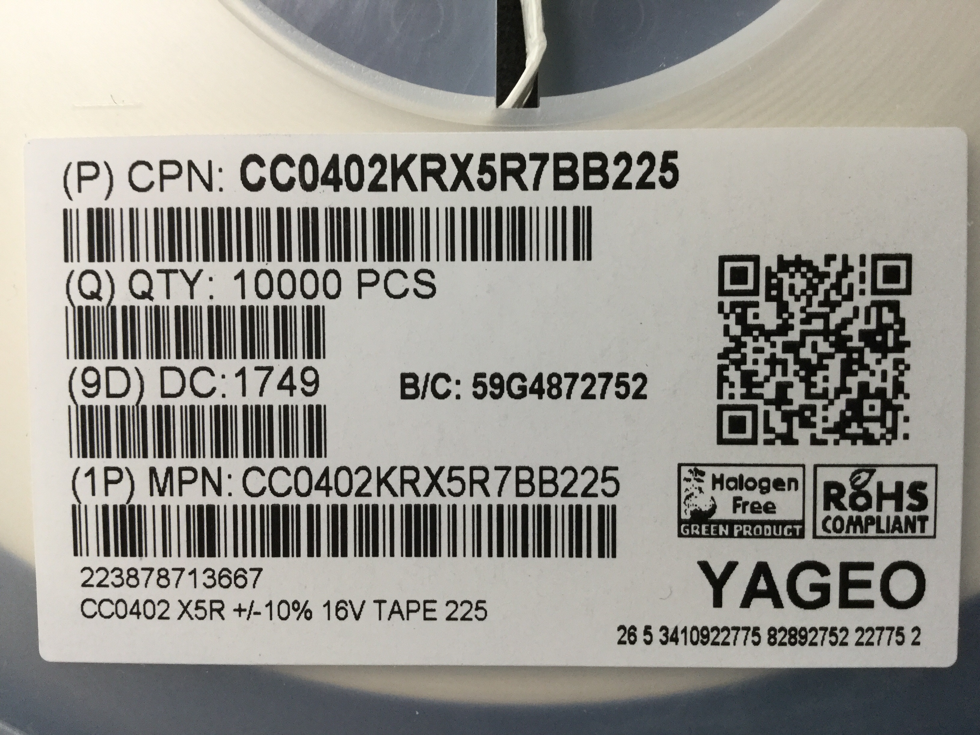 CC0402KRX5R7BB225
