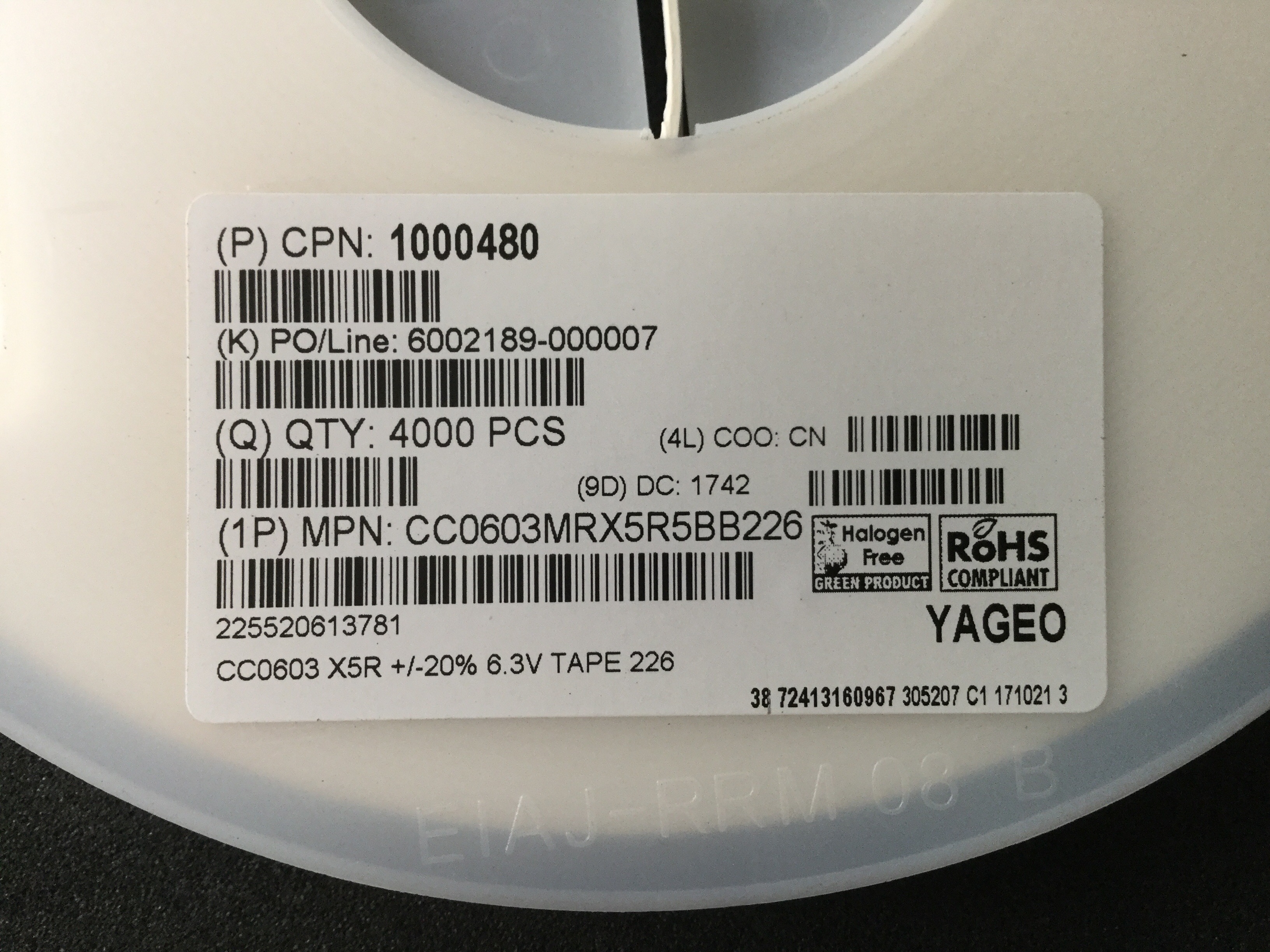 CC0603MRX5R5BB226