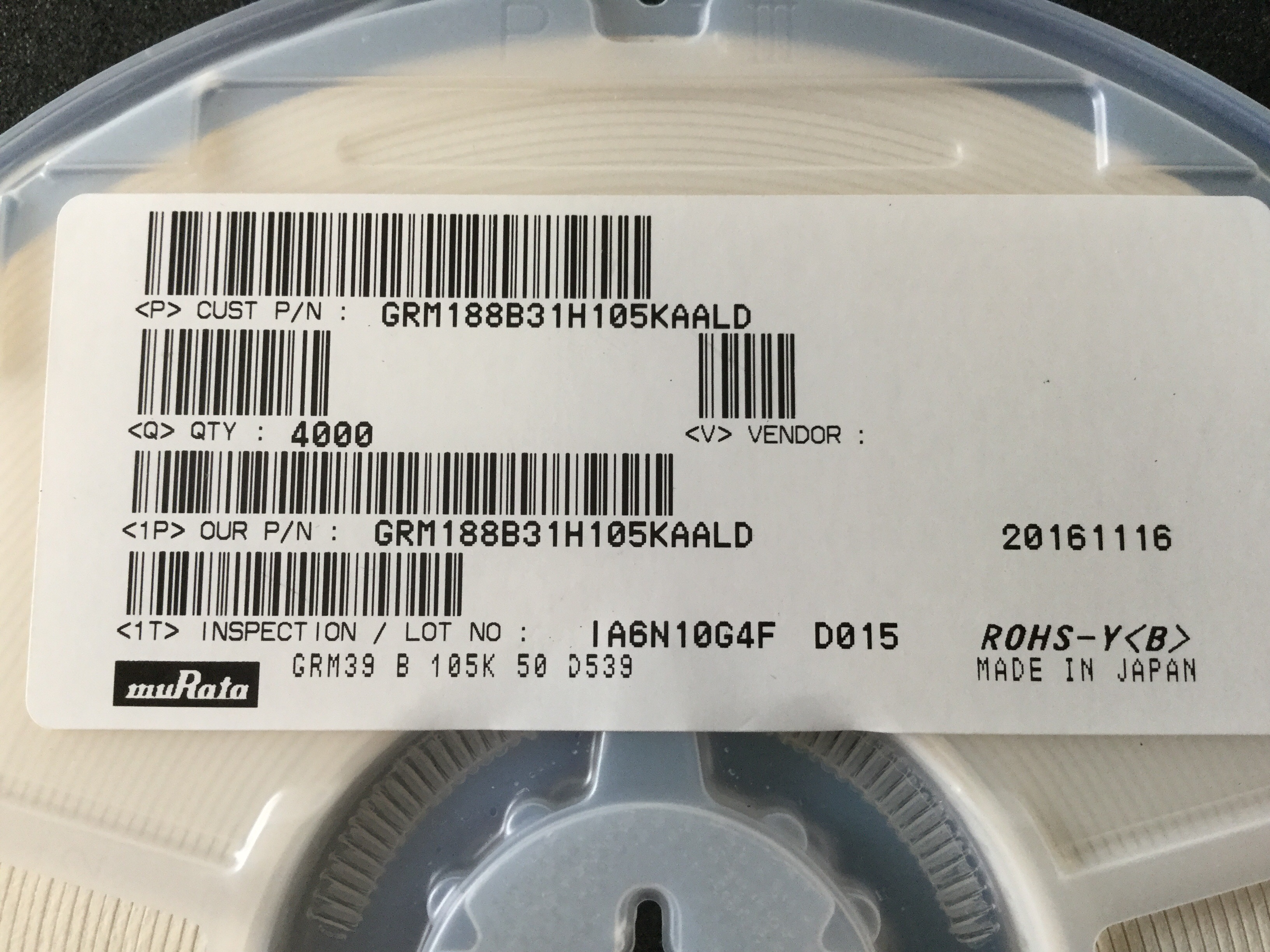 GRM188B31H105KAALD