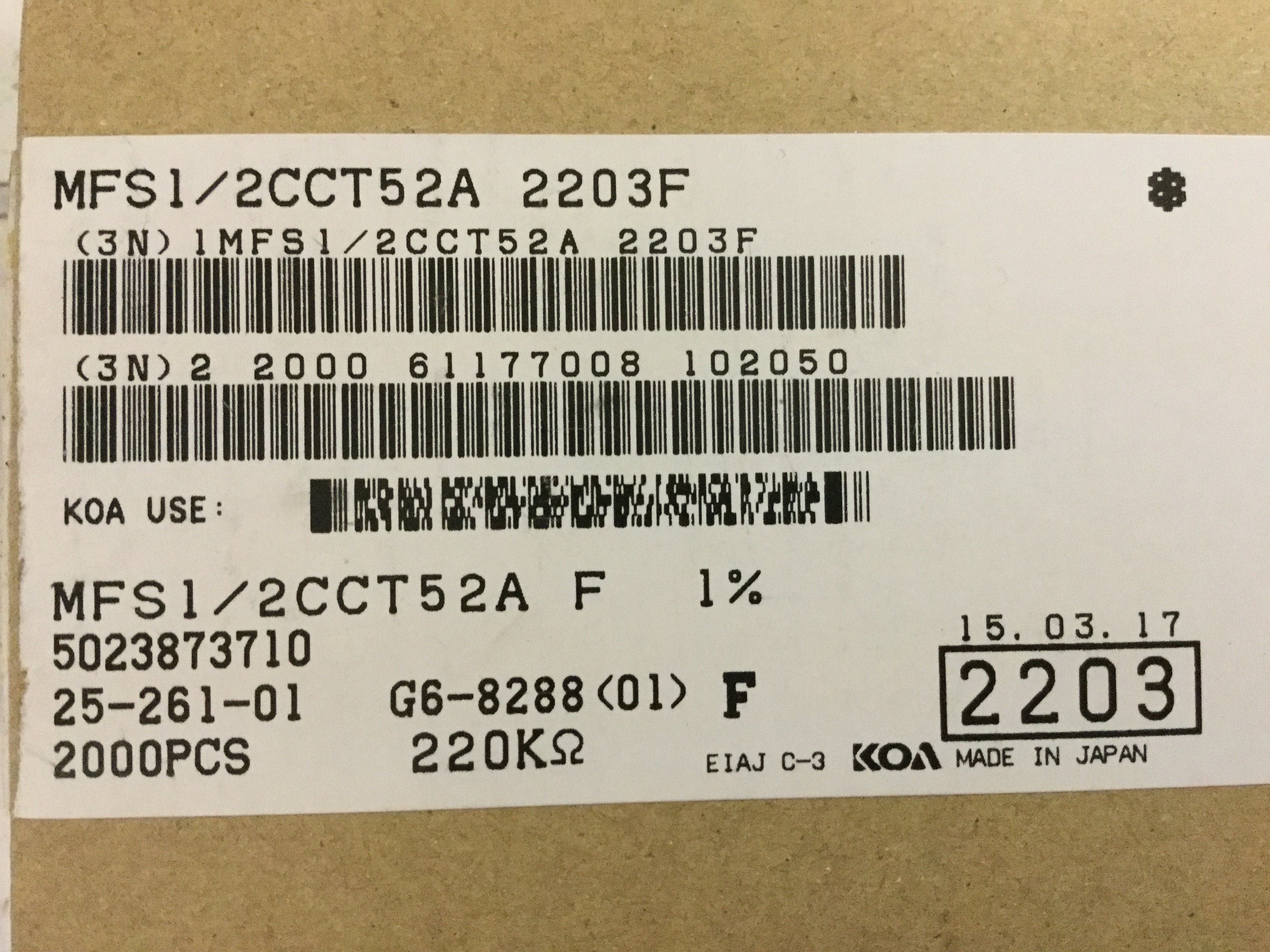 MFS1/2CCT52A2203F
