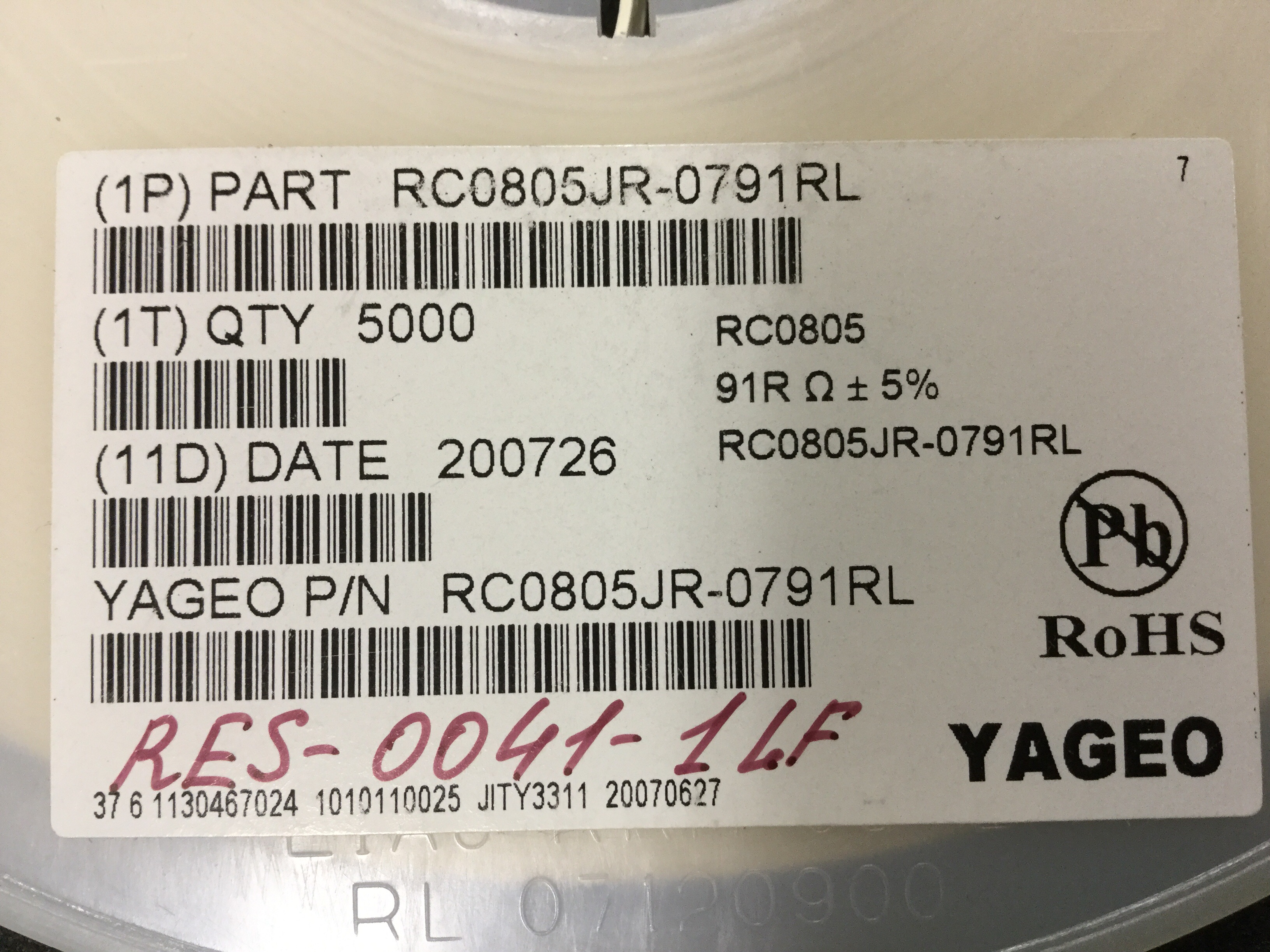 RC0805JR-0791RL