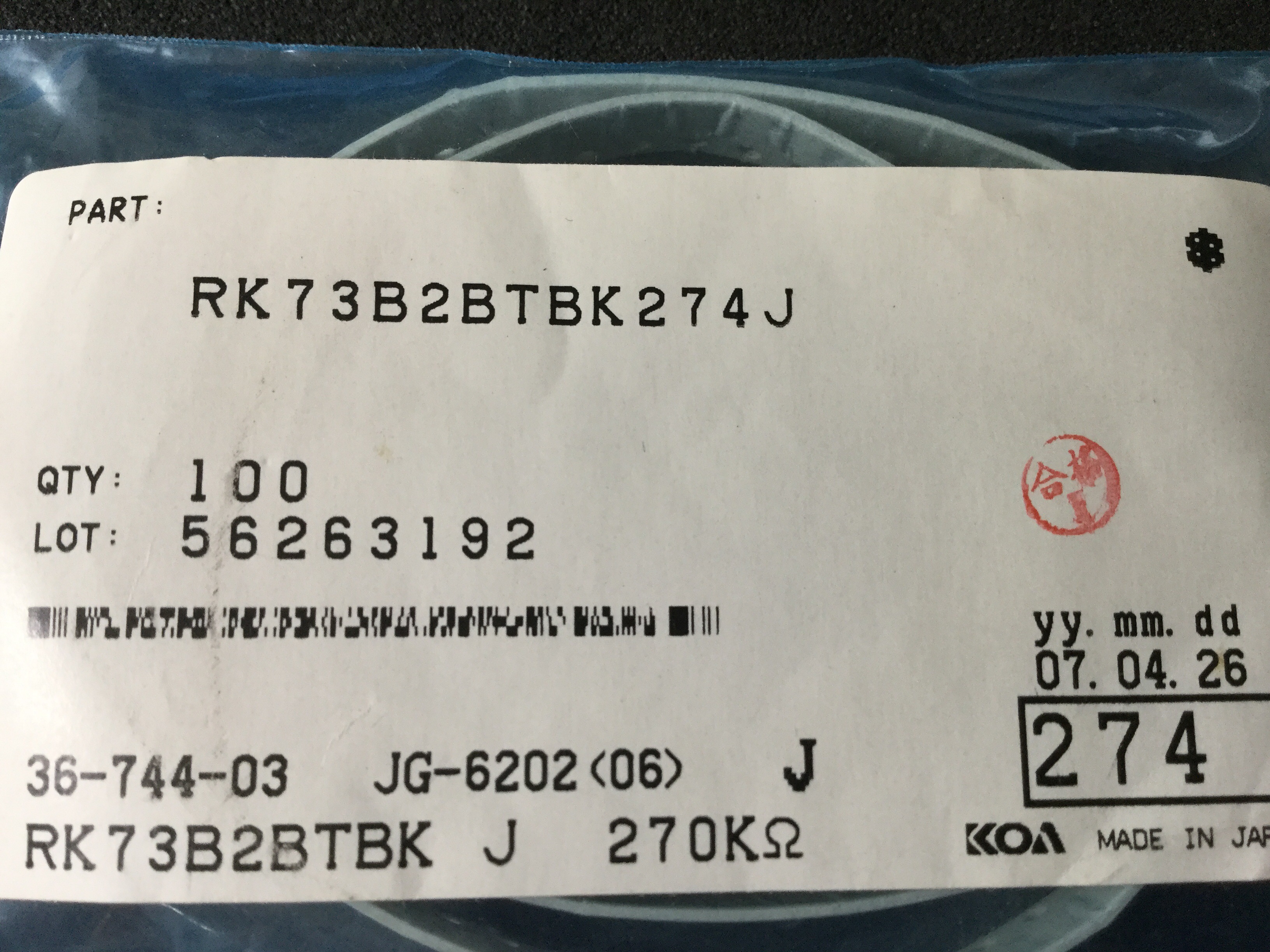 RK73B2BTBK274J