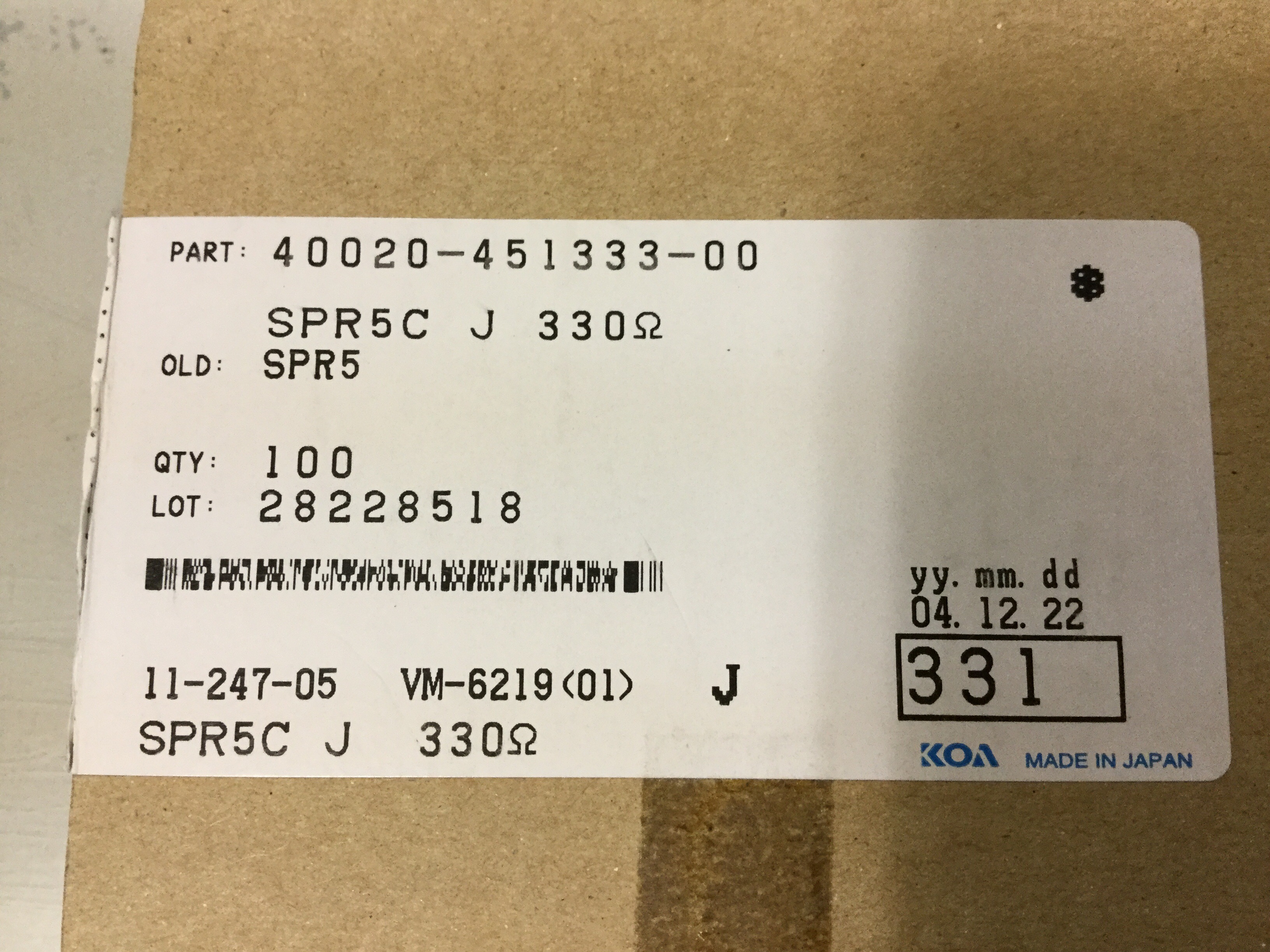 SPR5CJ330OHM