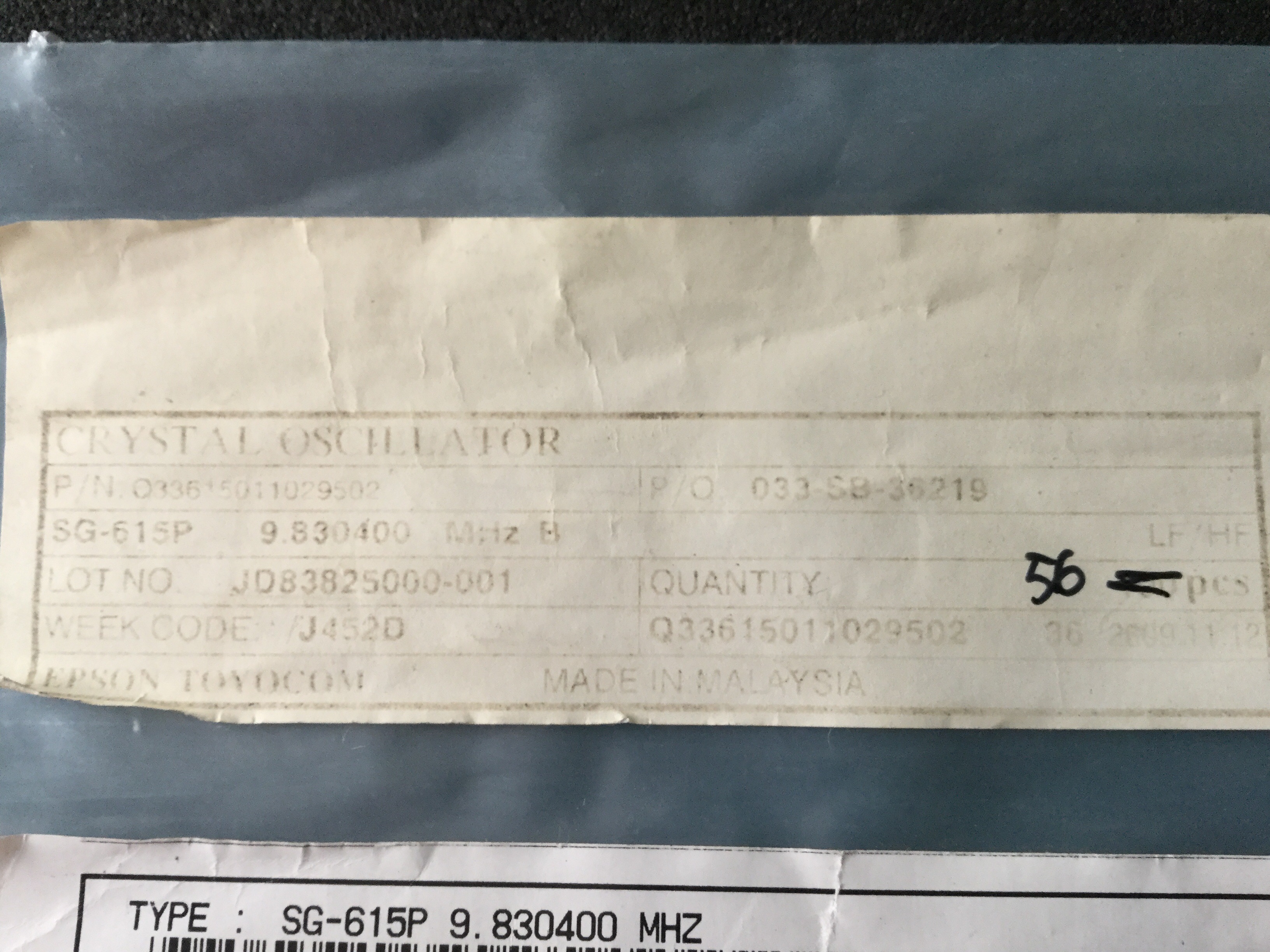 SG-615P 9.830400MHZ