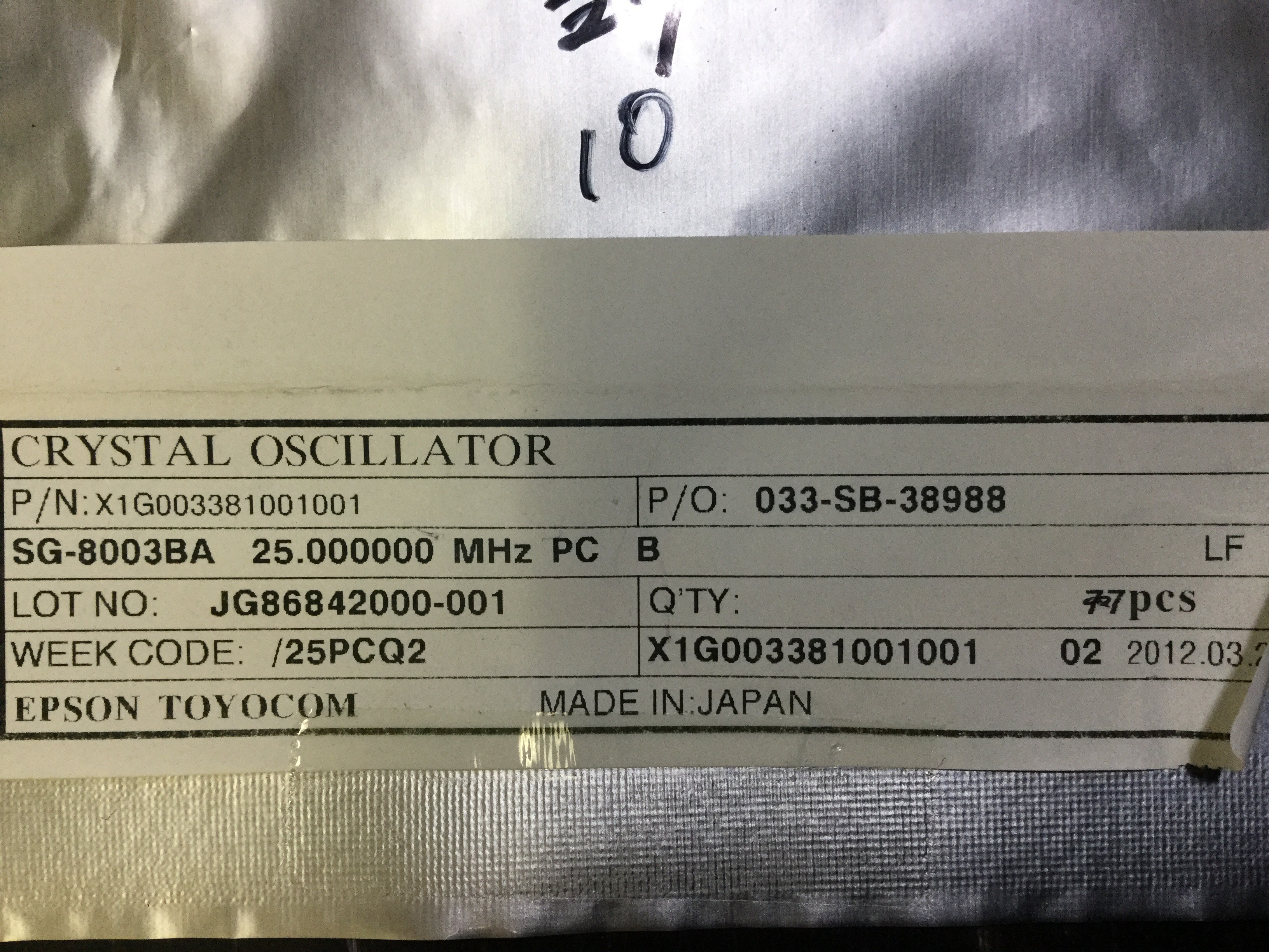 SG-8003BA 25.000000MHZ-PCB