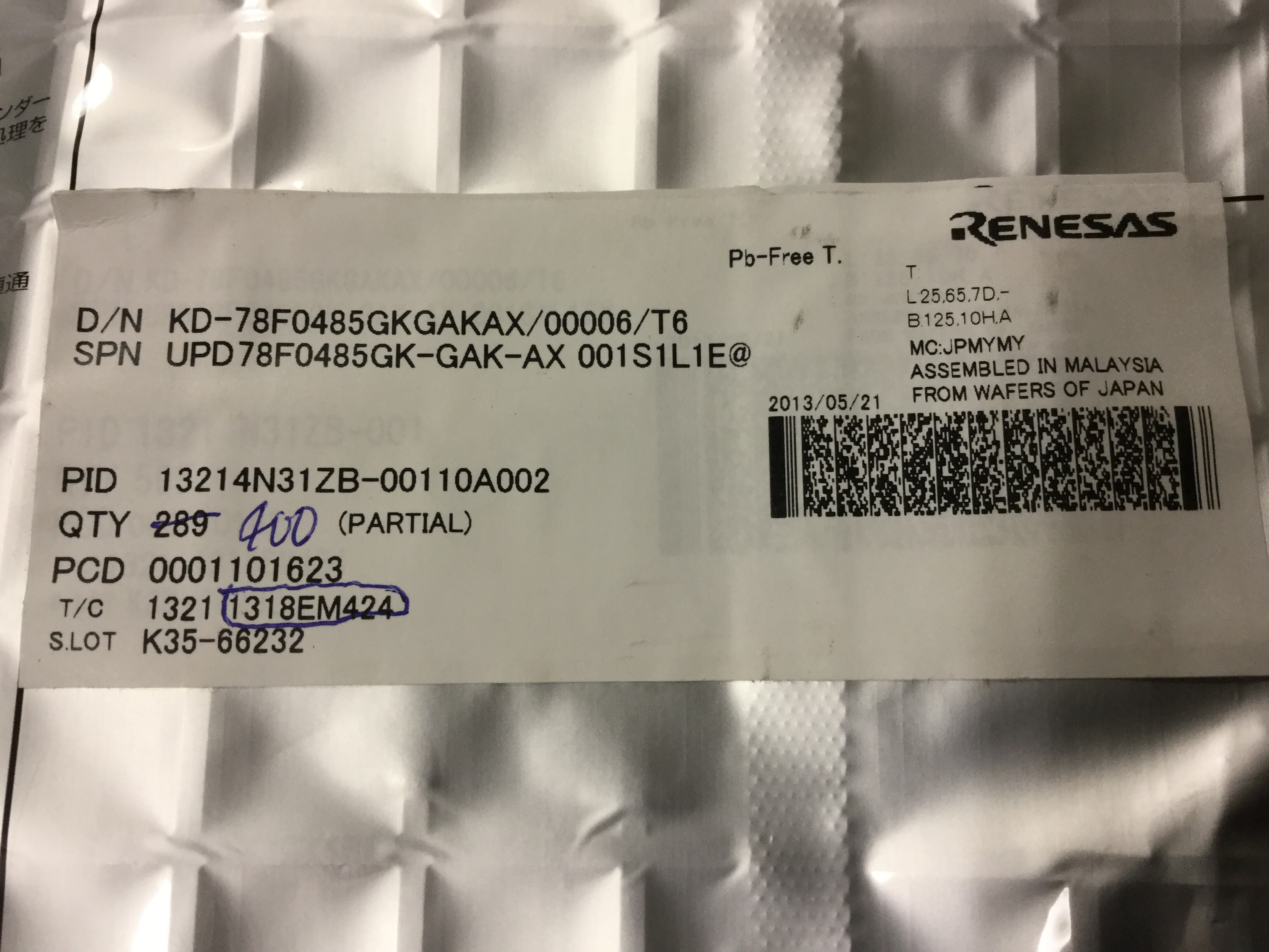 UPD78F0485GK-GAK-AX