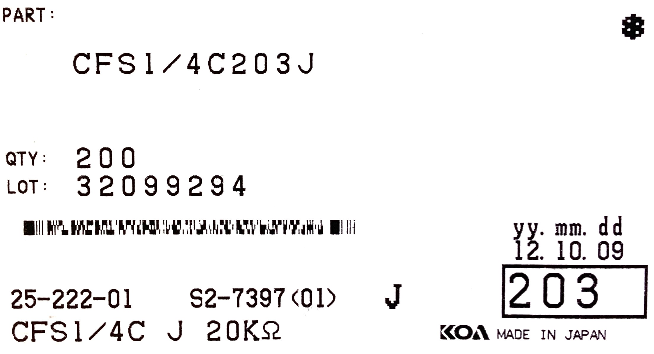CFS1/4C203J