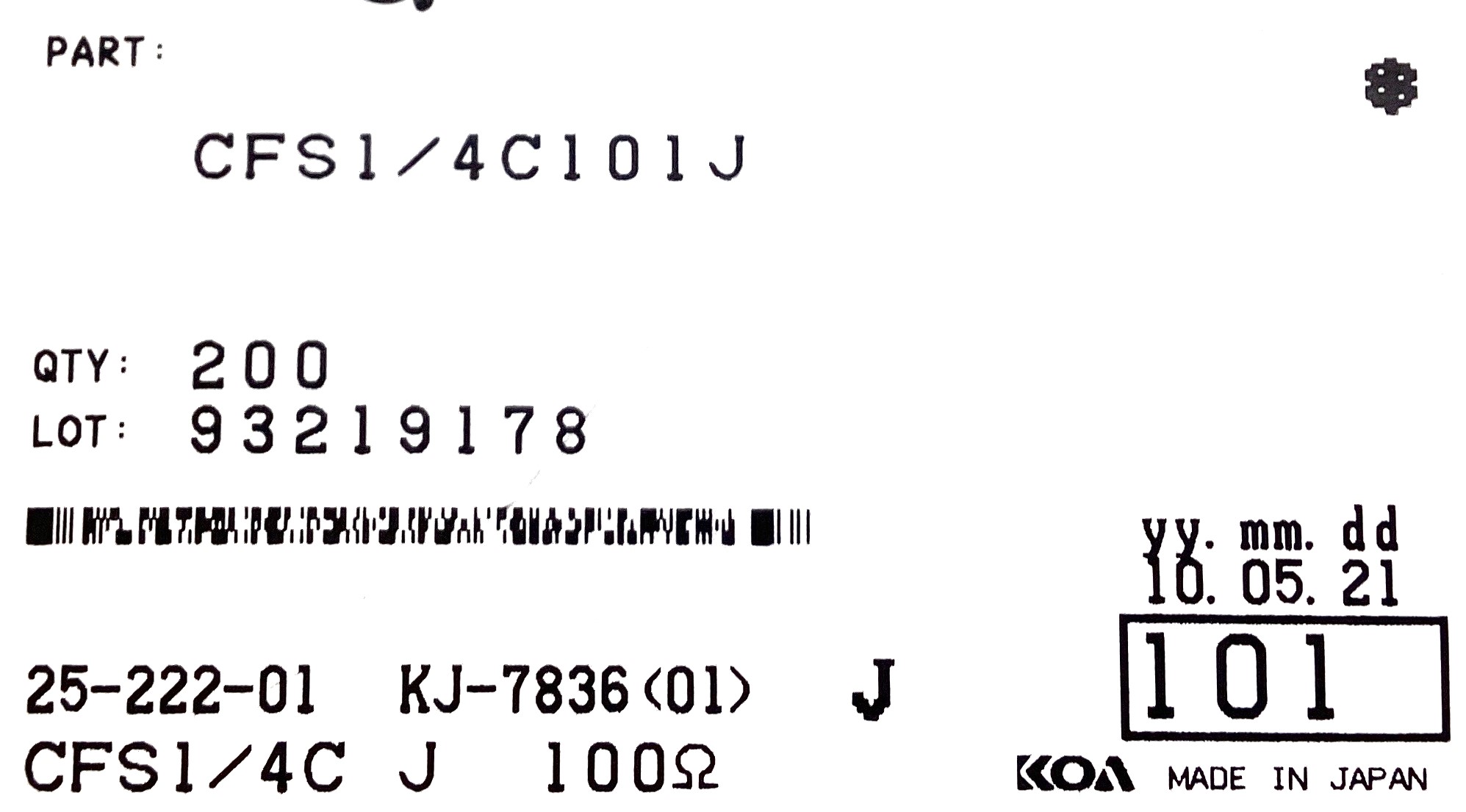 CFS1/4C101J