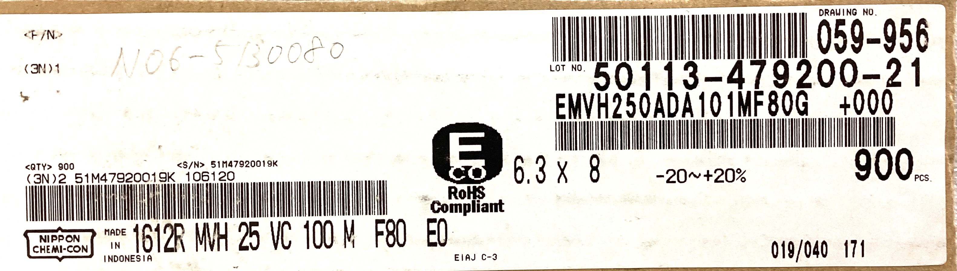 EMVH250ADA101MF80G