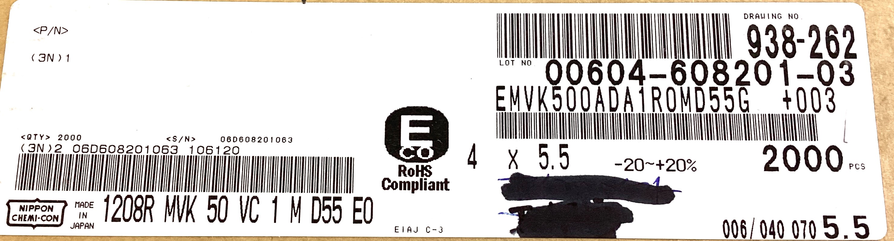 EMVK500ADA1R0MD55G