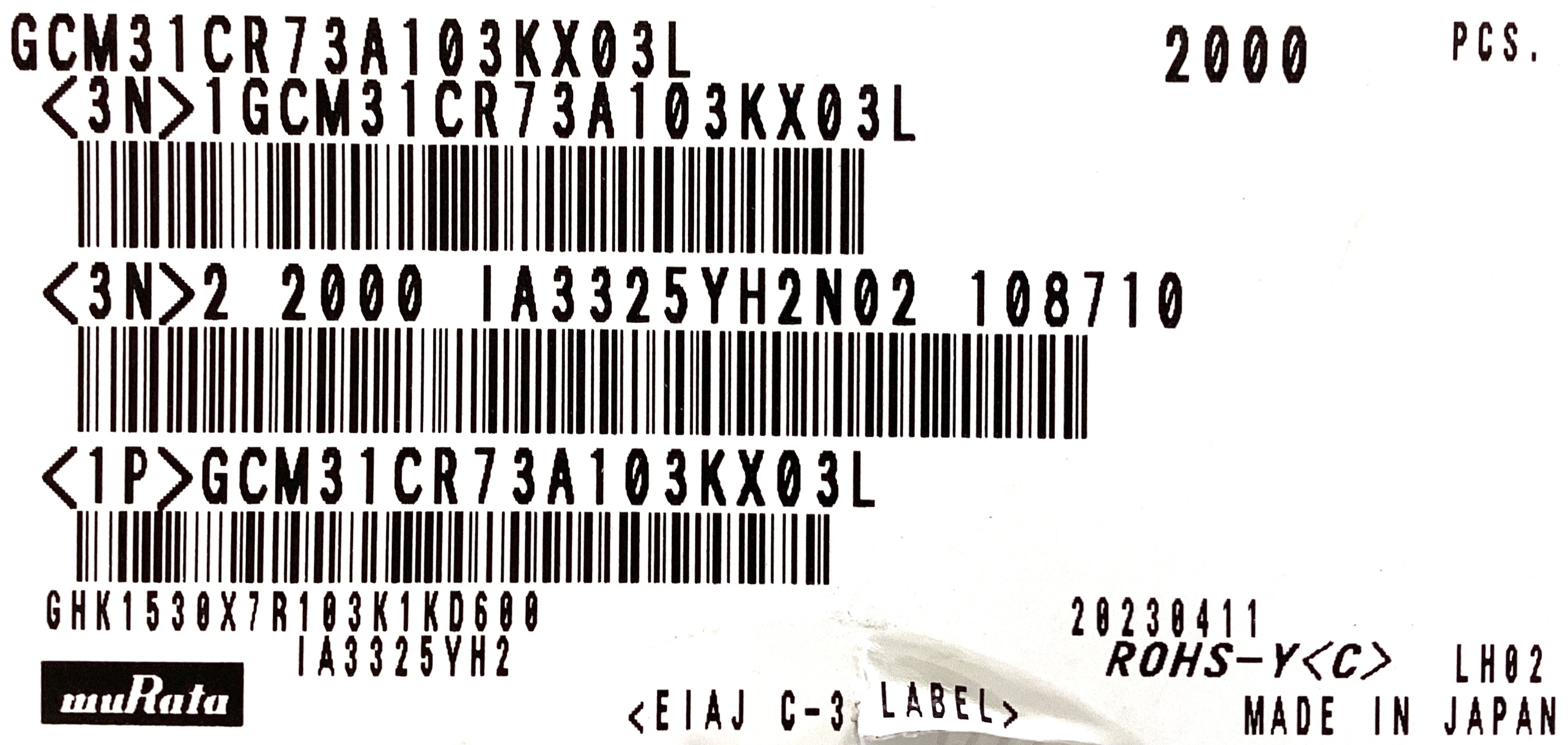GCM31CR73A103KX03L