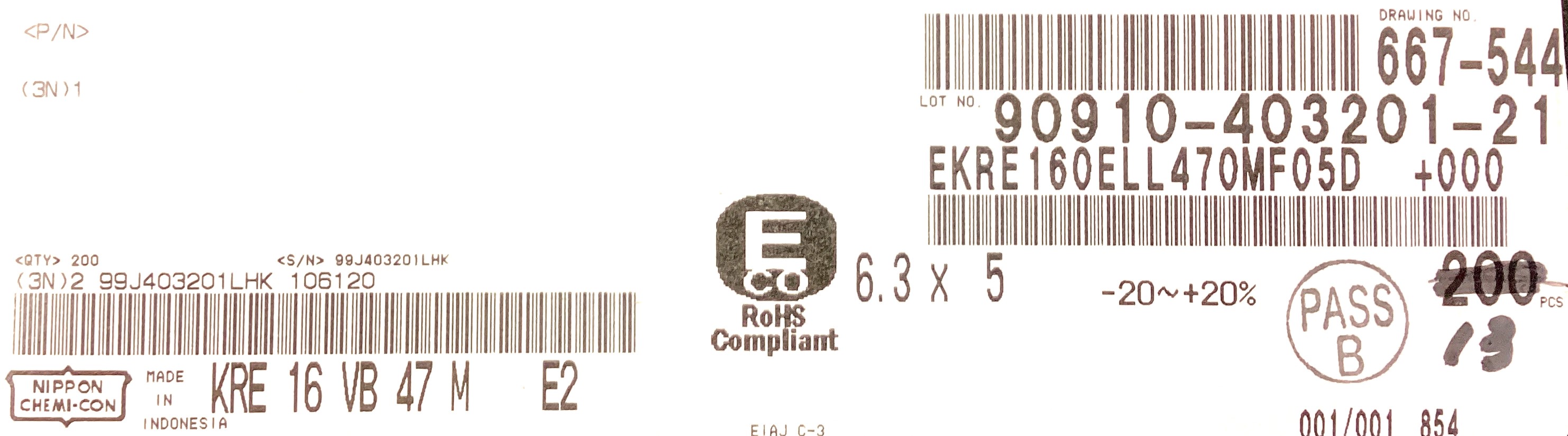 EKRE160ELL470MF05D