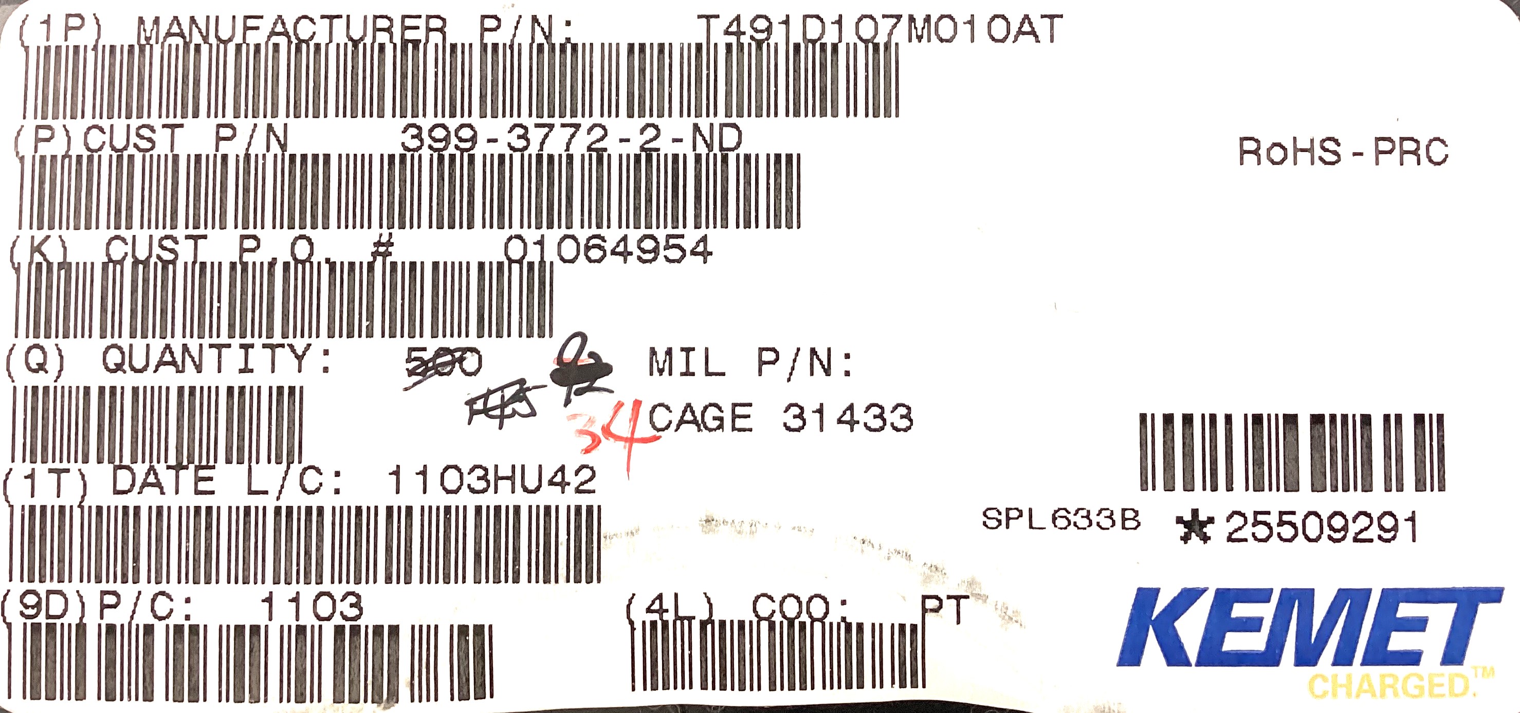 T491D107M010AT