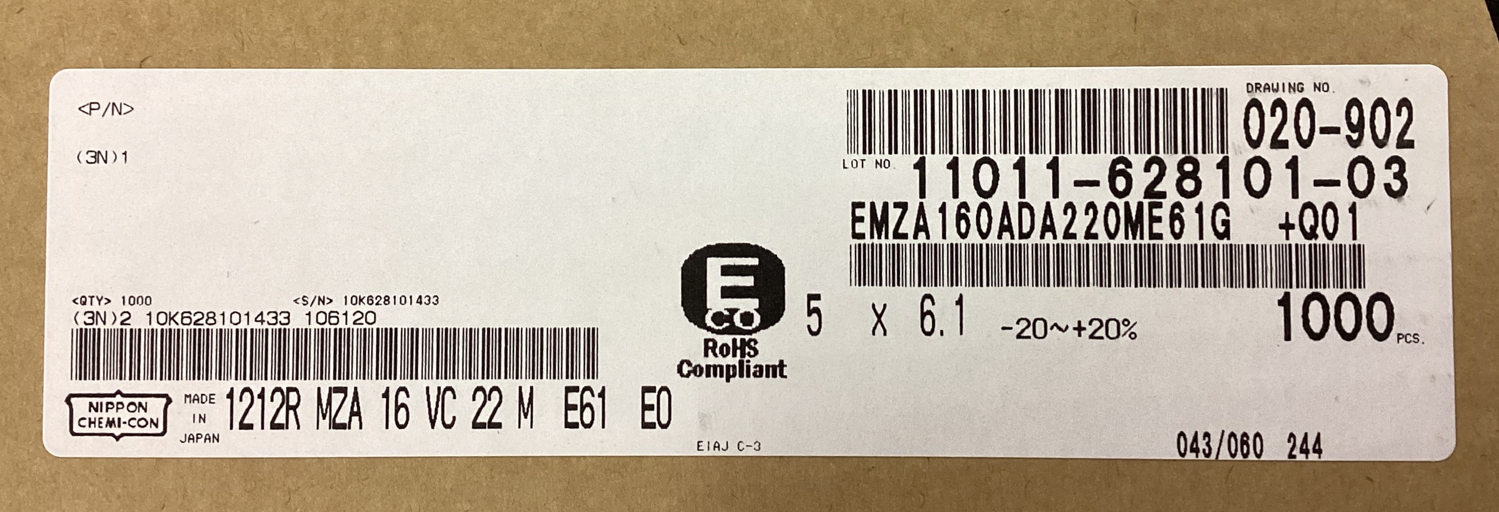 EMZA160ADA220ME61G