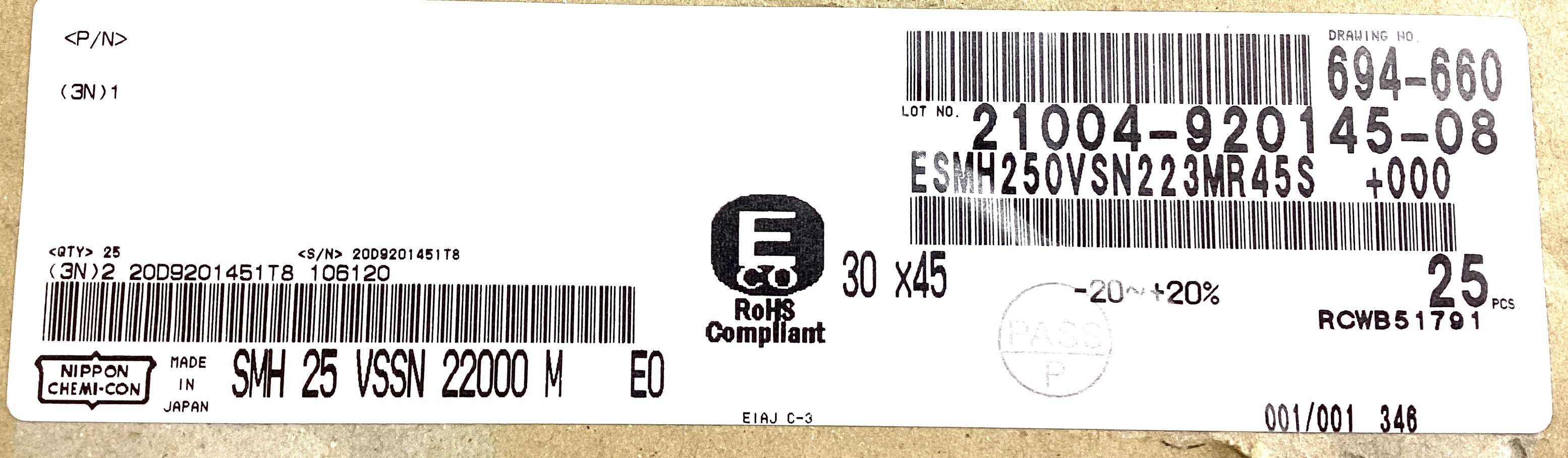 ESMH250VSN223MR45S