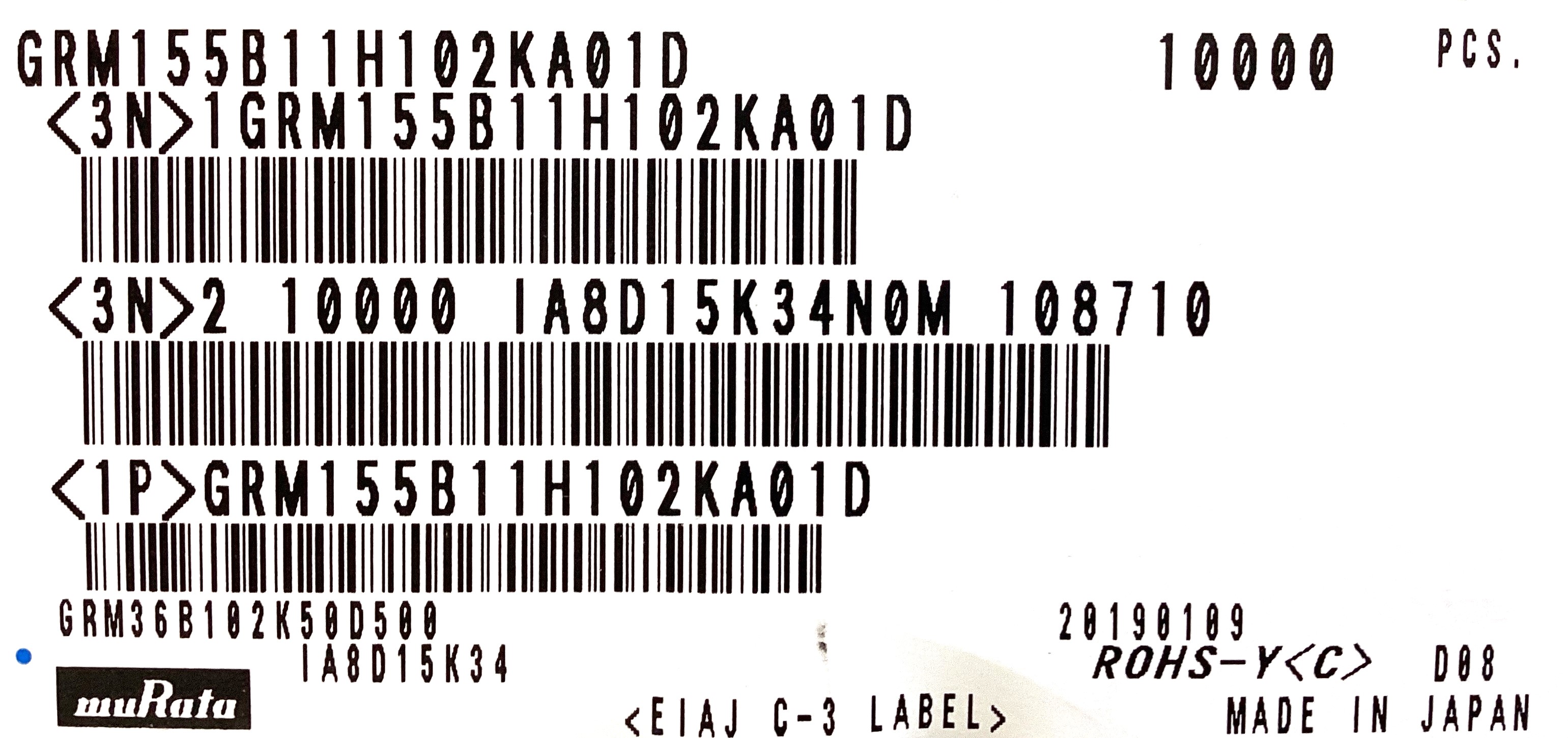 GRM155B11H102KA01D