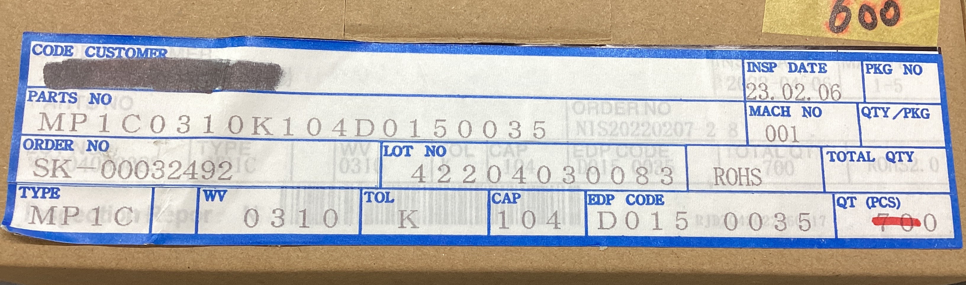 MP1C0310K104D0150035