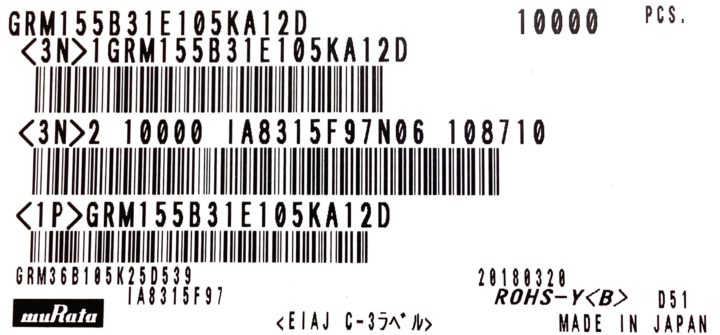GRM155B31E105KA12D