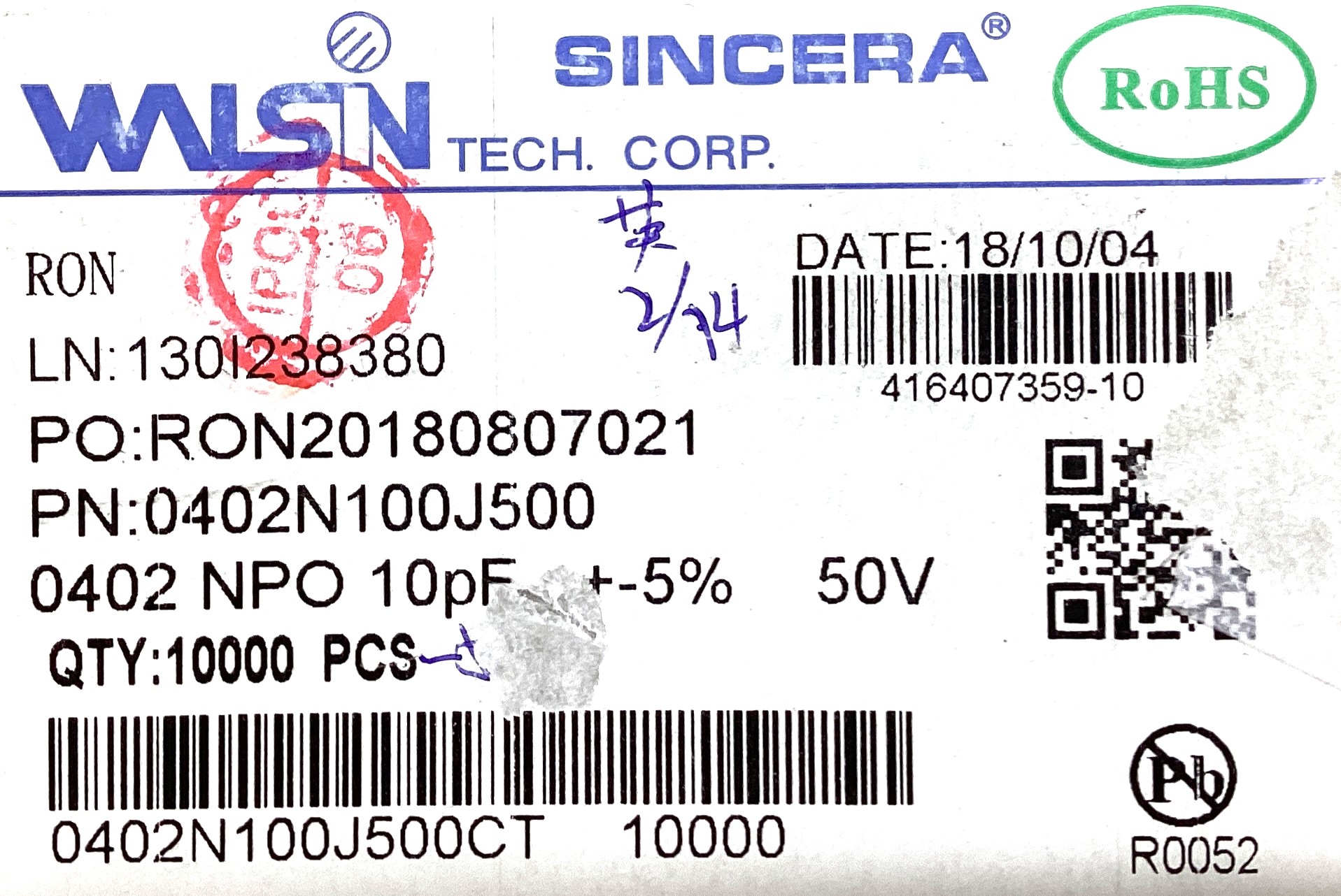 0402N100J500CT