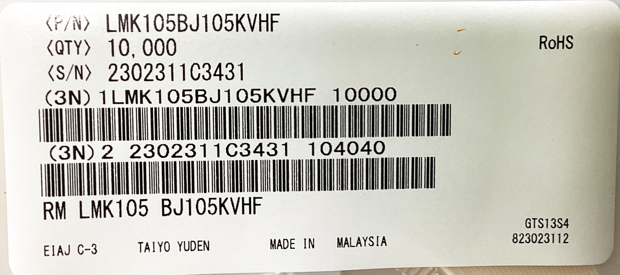 LMK105BJ105KVHF