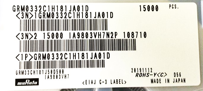 GRM0332C1H181JA01D