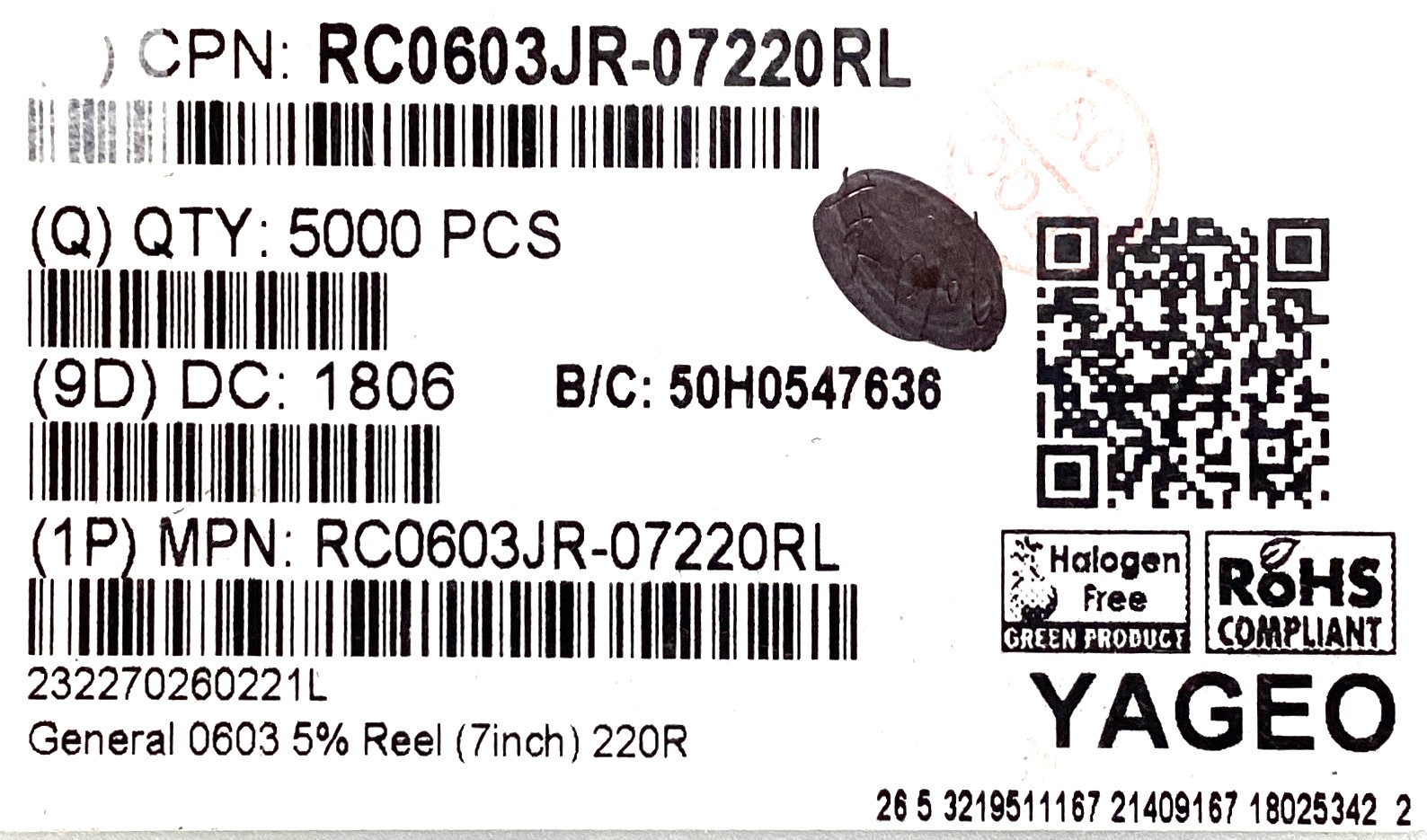 RC0603JR-07220RL