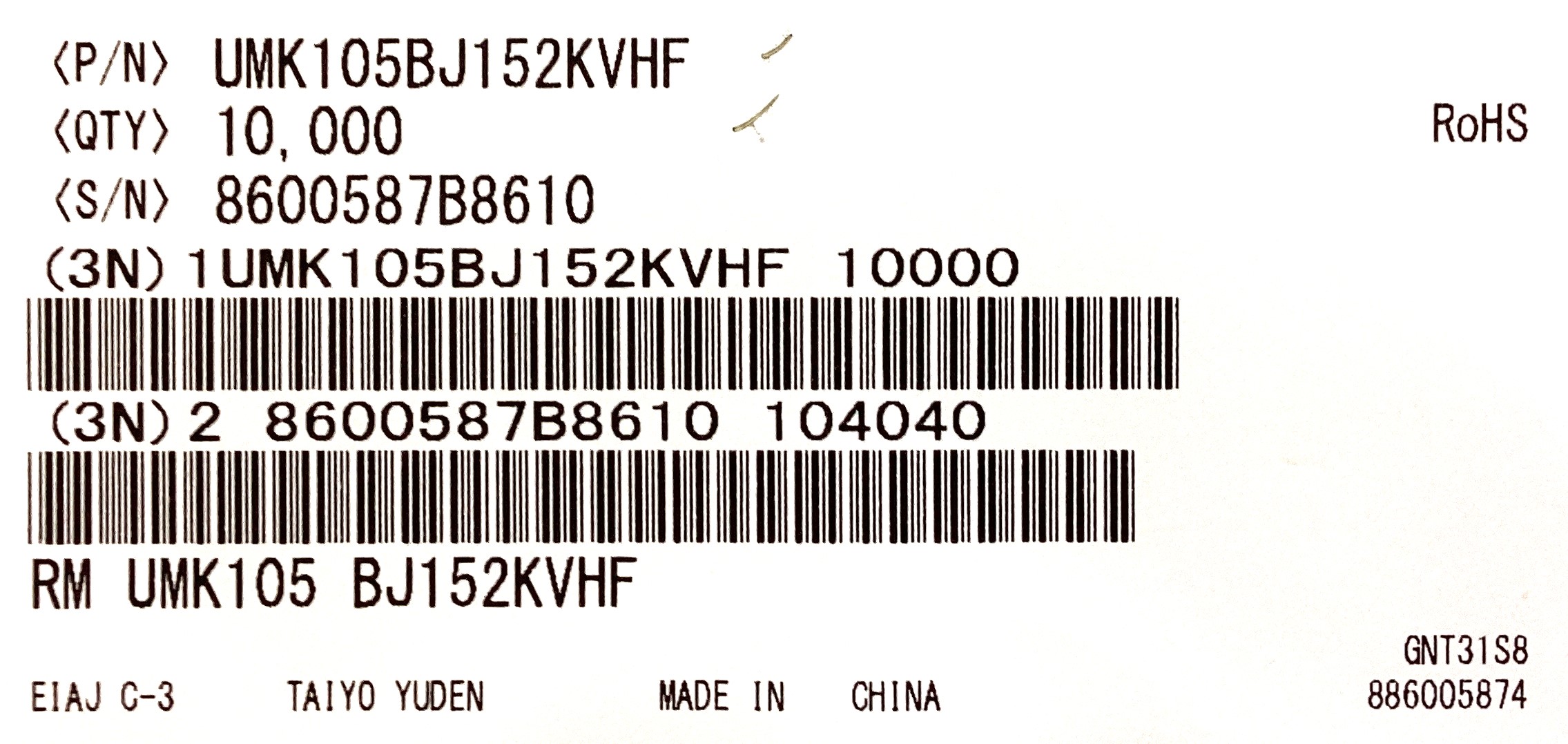 UMK105BJ152KVHF