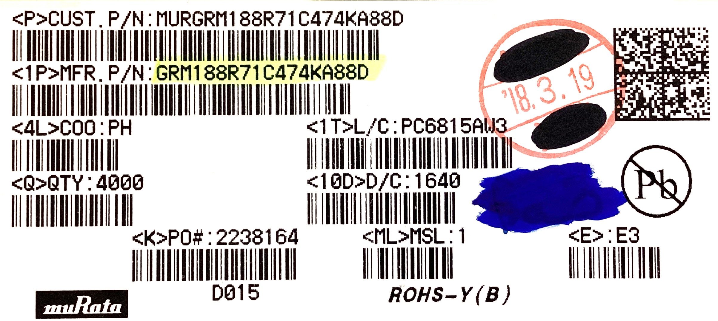 GRM188R71C474KA88D