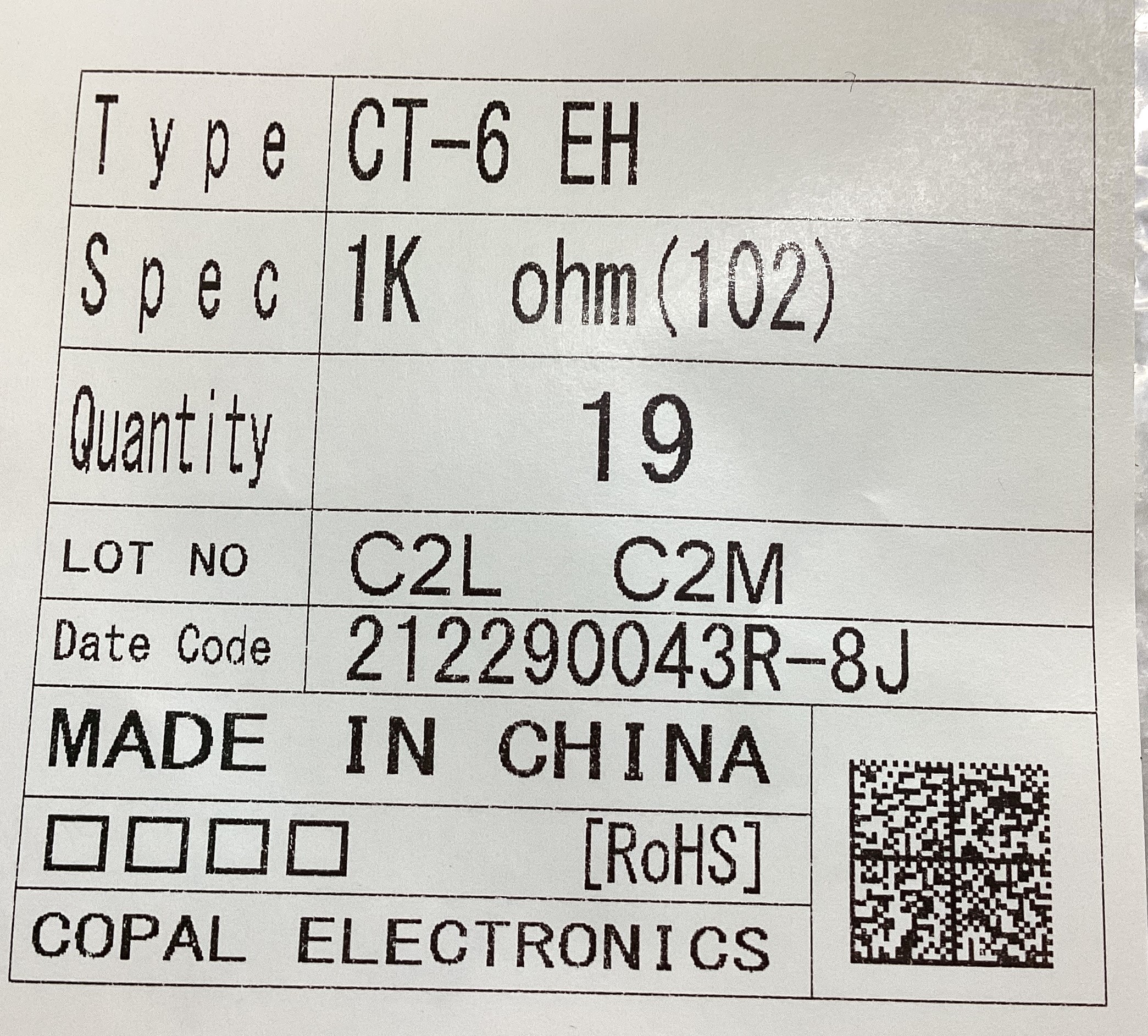 CT-6EH 1KOHM(102)