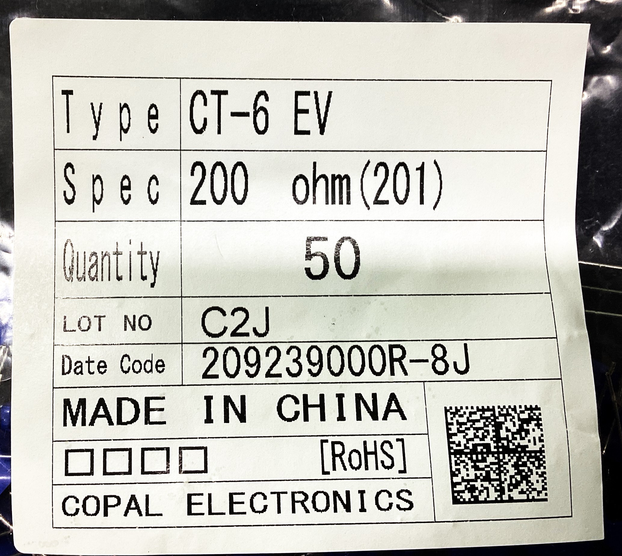 CT-6EV 200OHM(201)