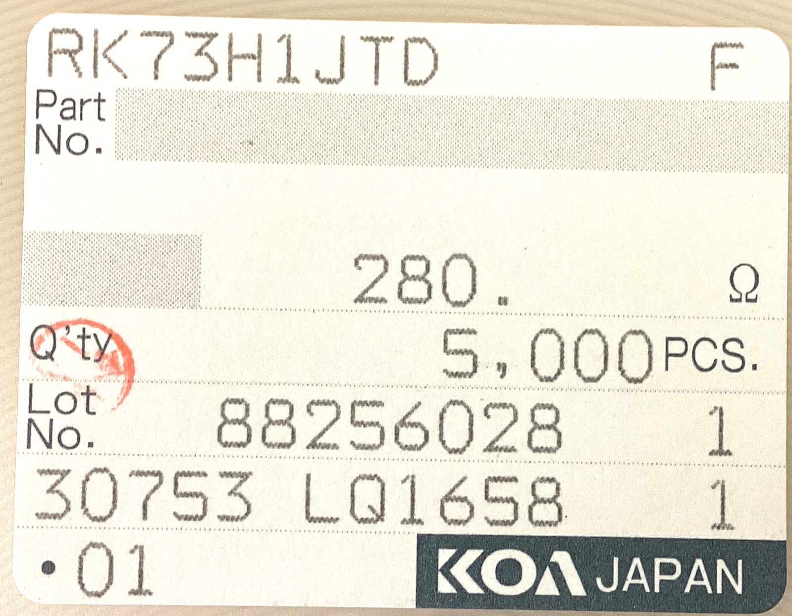 RK73H1JTD2800F