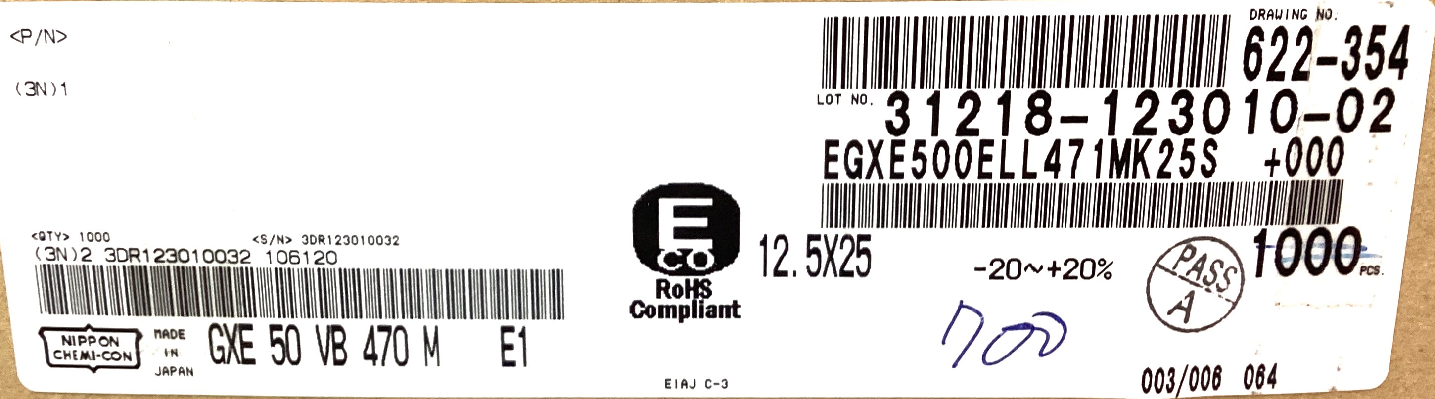 EGXE500ELL471MK25S