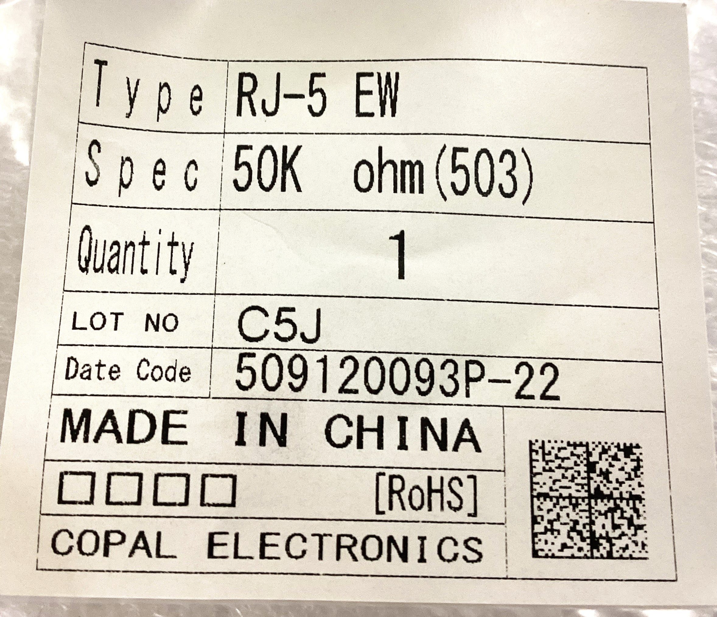 RJ-5EW50KOHM(503)