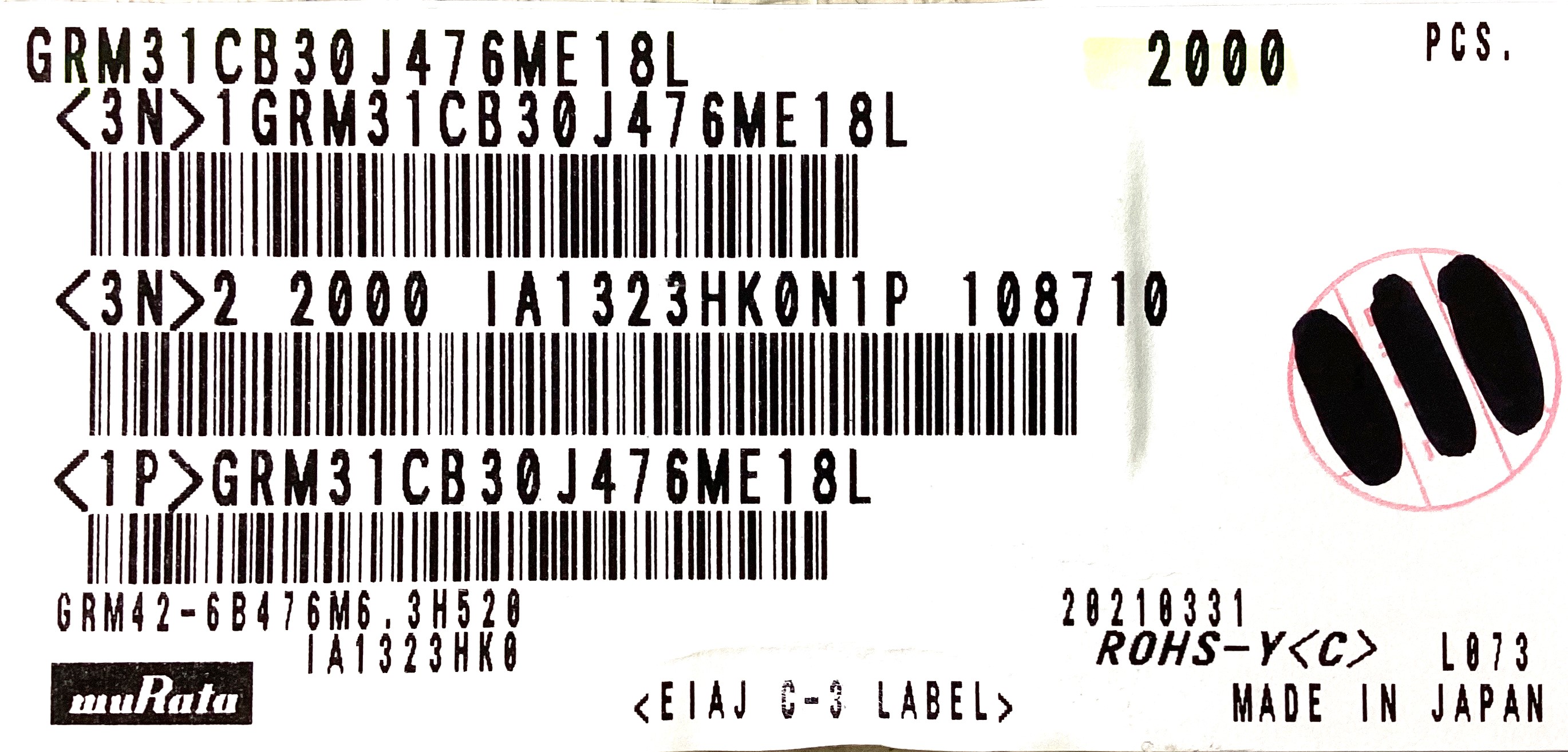 GRM31CB30J476ME18L
