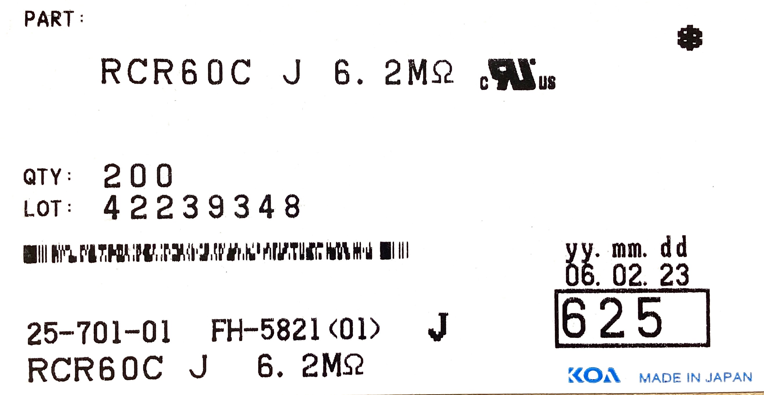 RCR60C625J