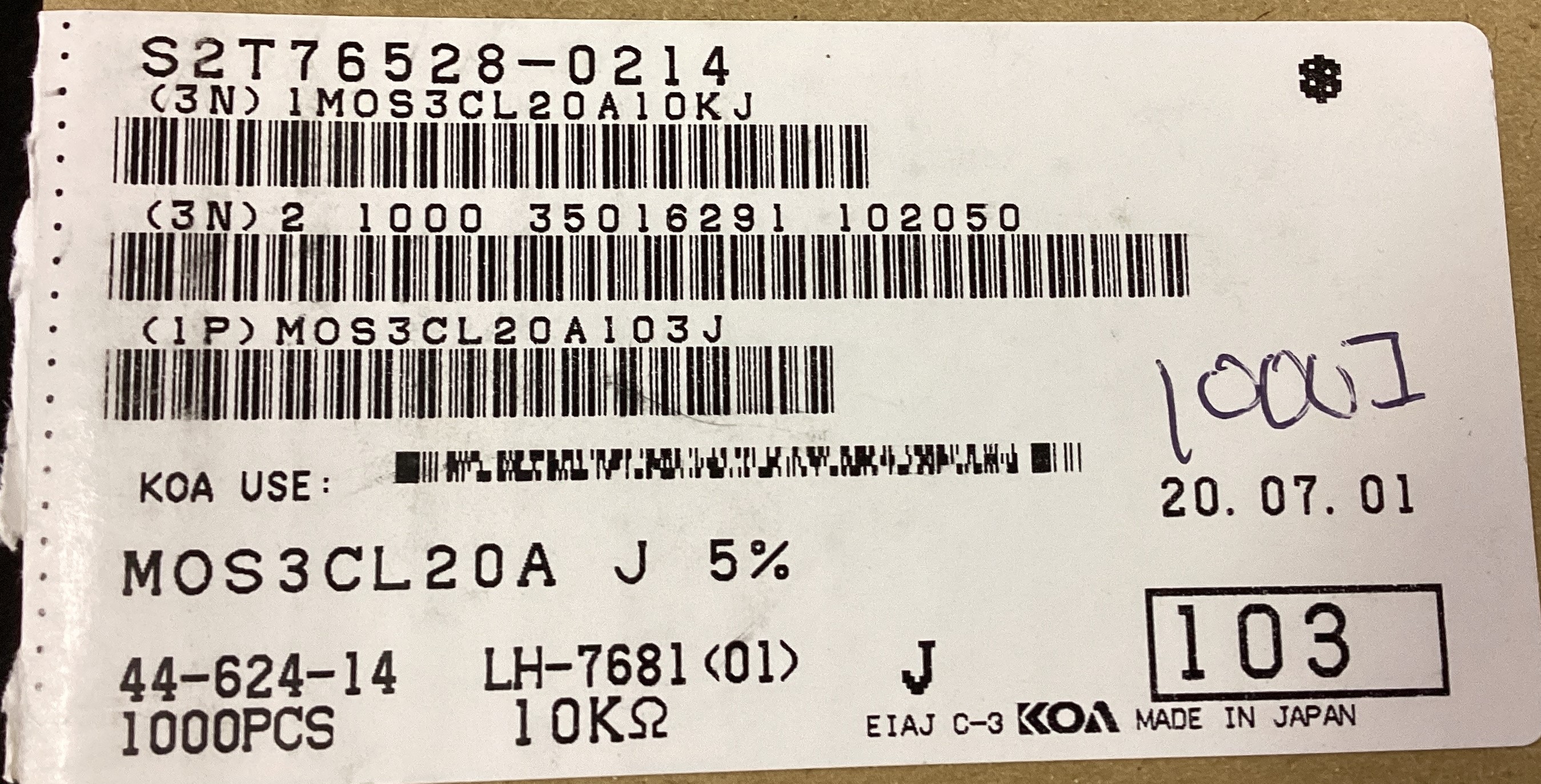 MOS3CL20A103J