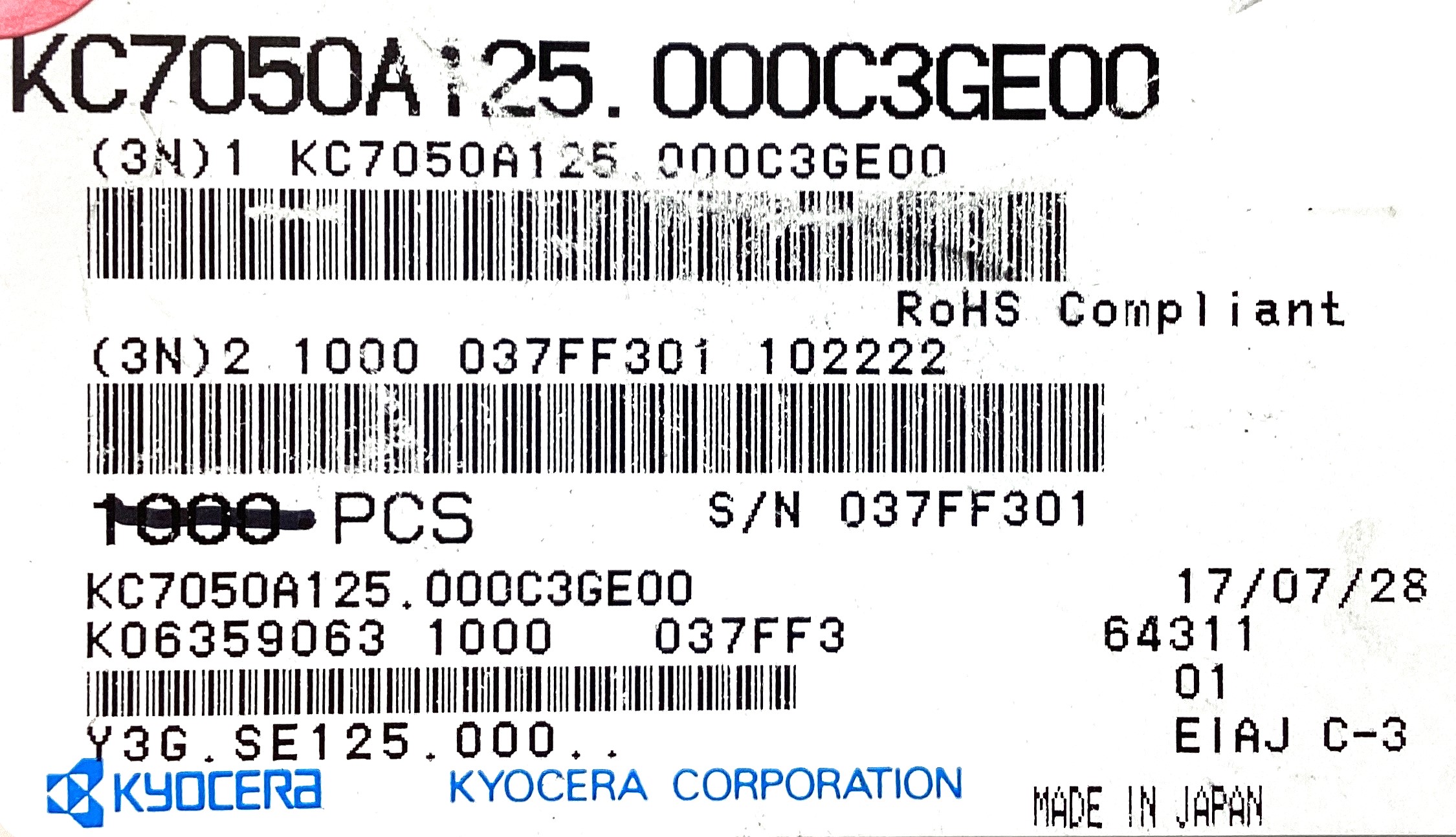 KC7050A125.000C3GE00