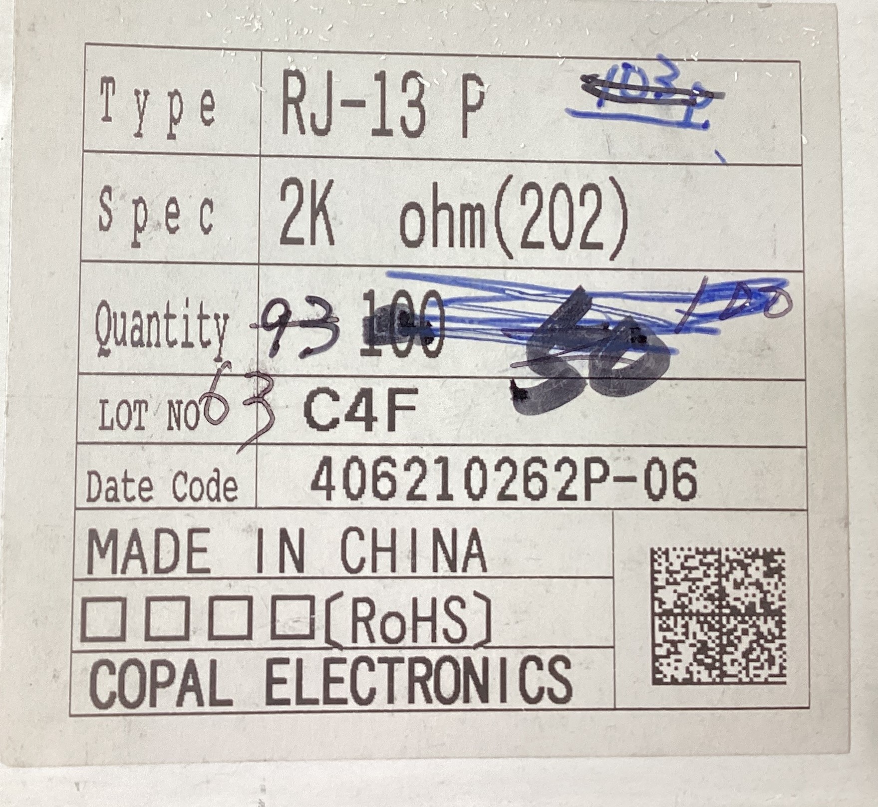 RJ-13P 2KOHM(202)