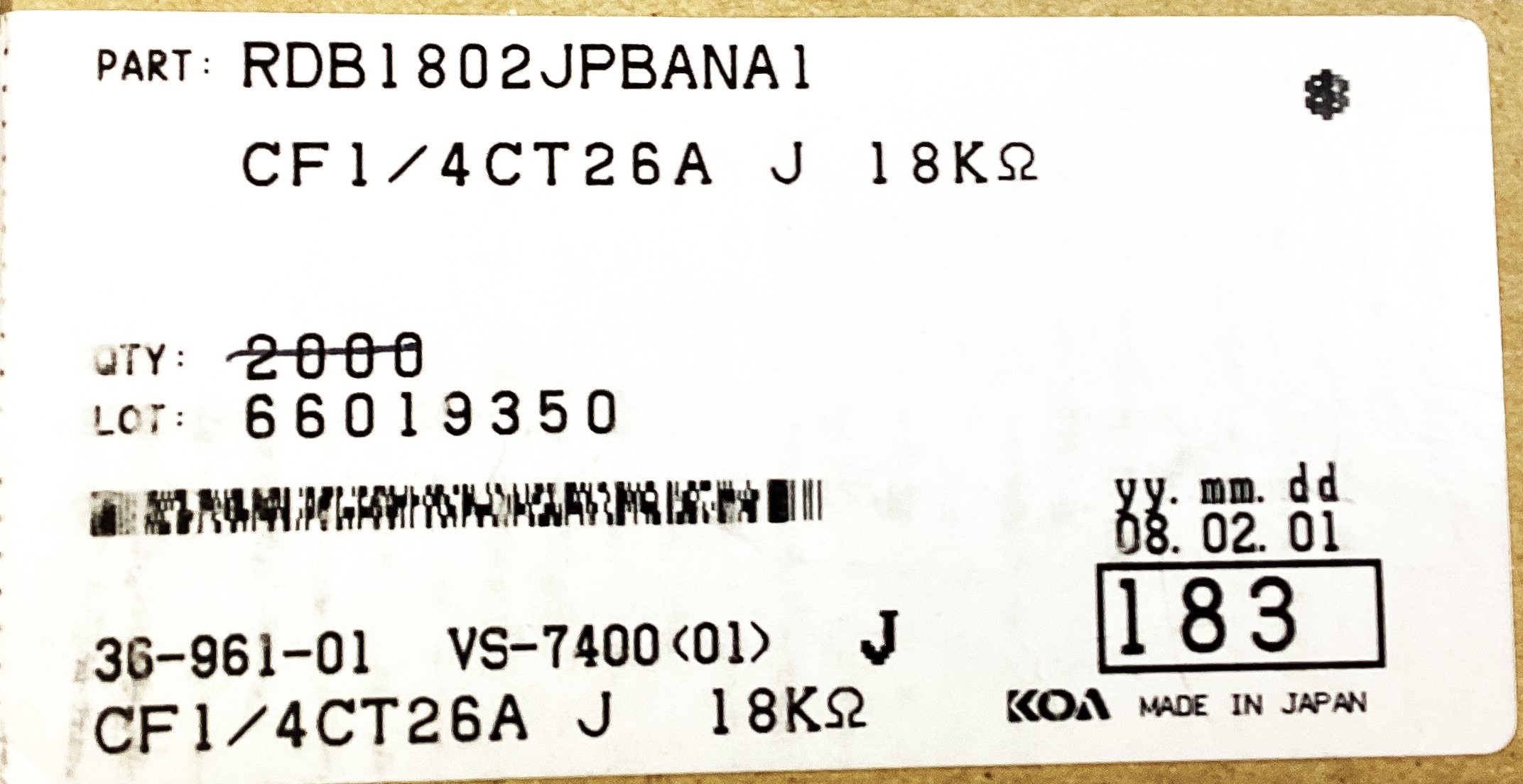 CF1/4CT26A183J