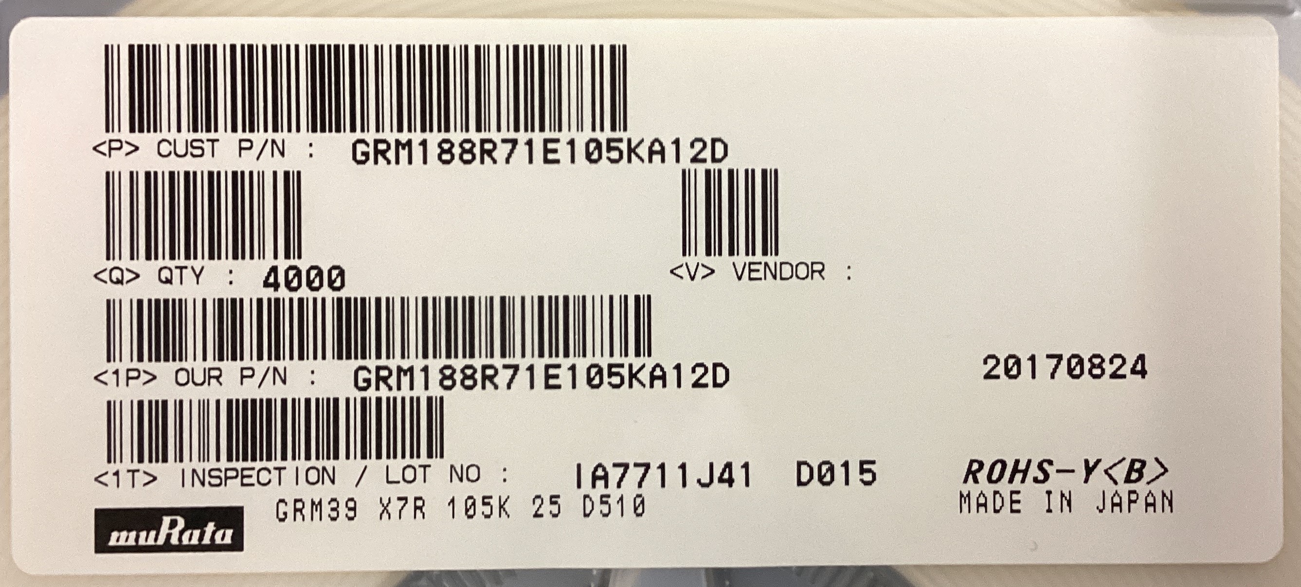 GRM188R71E105KA12D