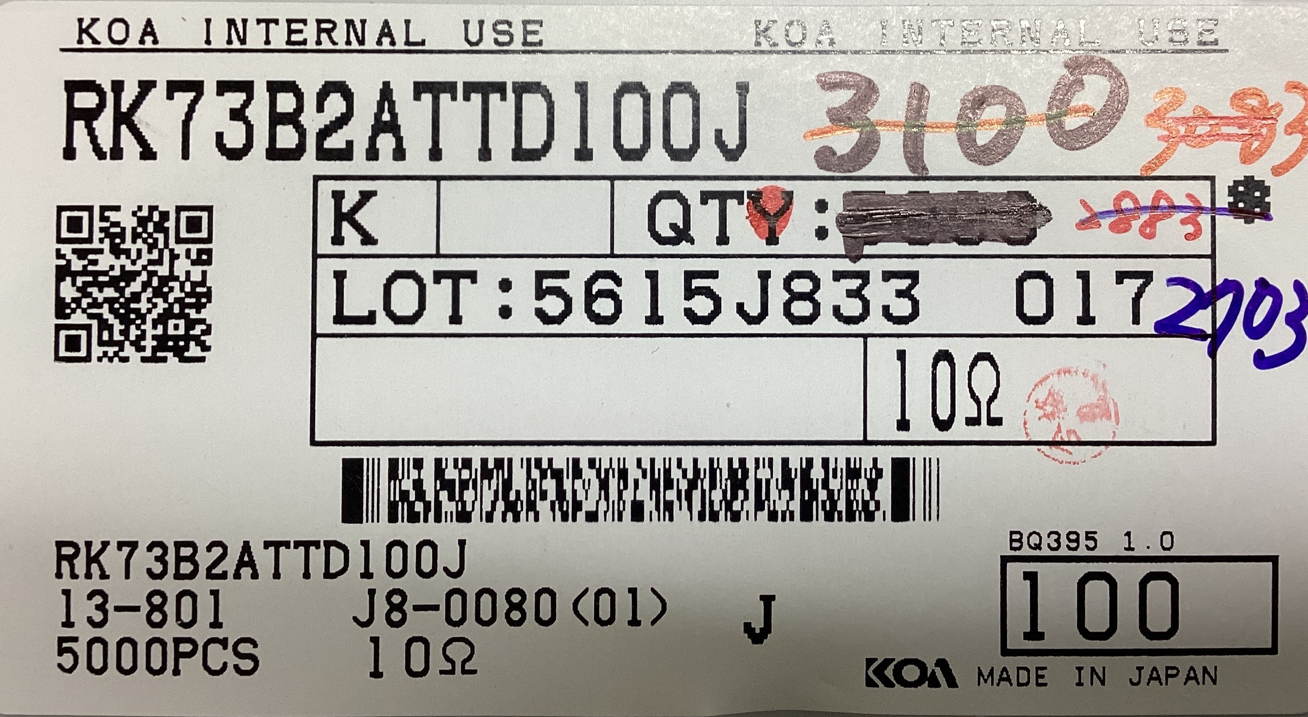 RK73B2ATTD100J