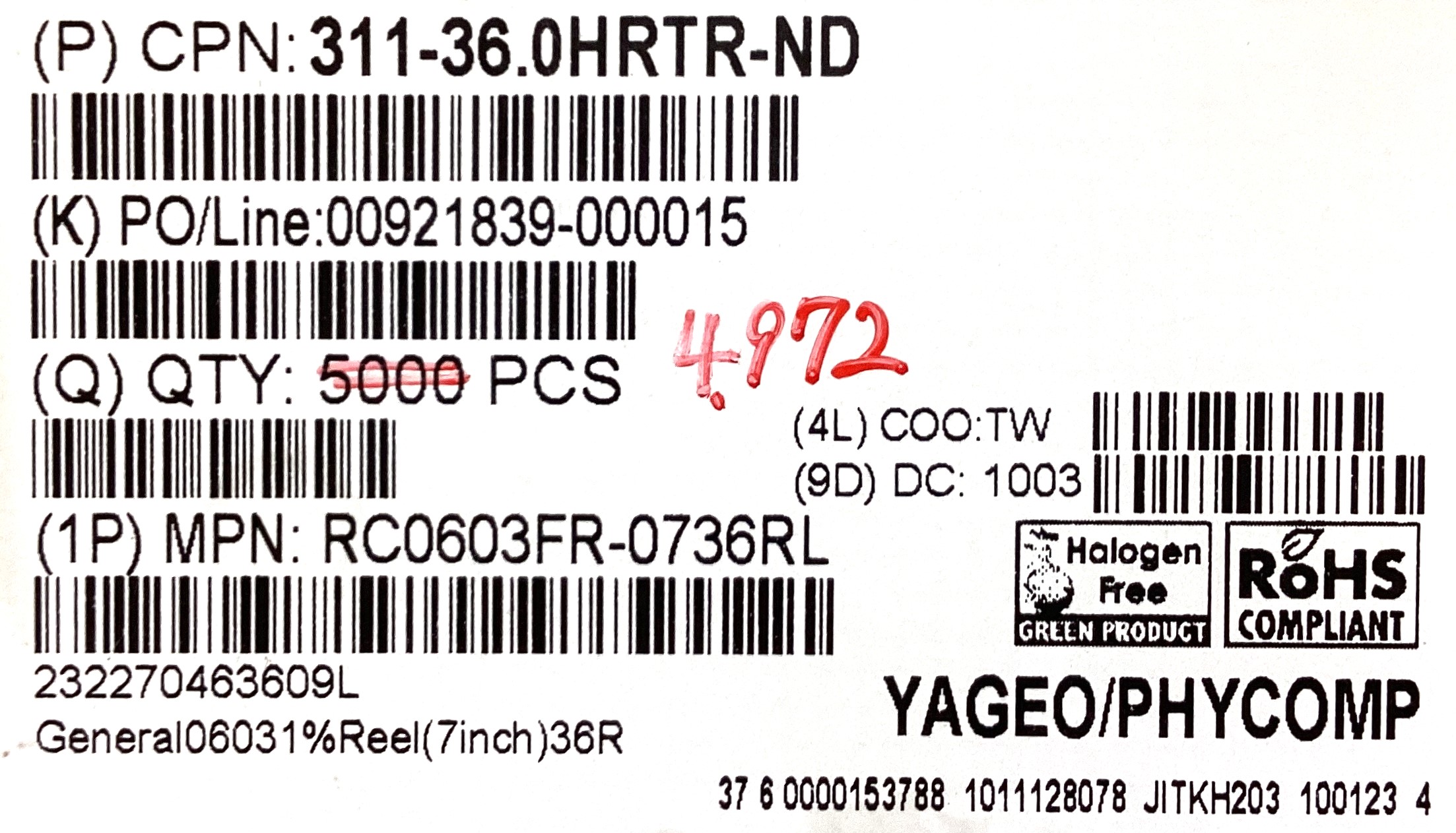 RC0603FR-07 36RL