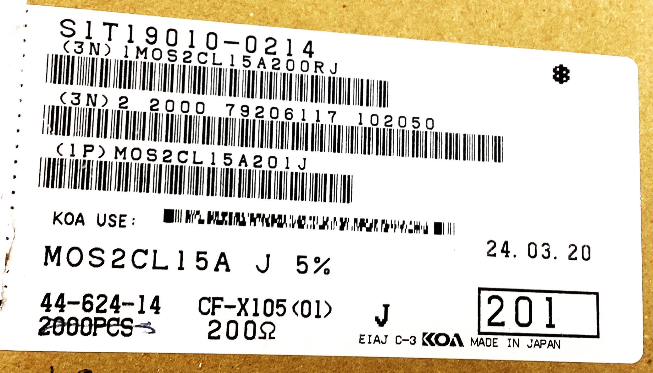 MOS2CL15A201J