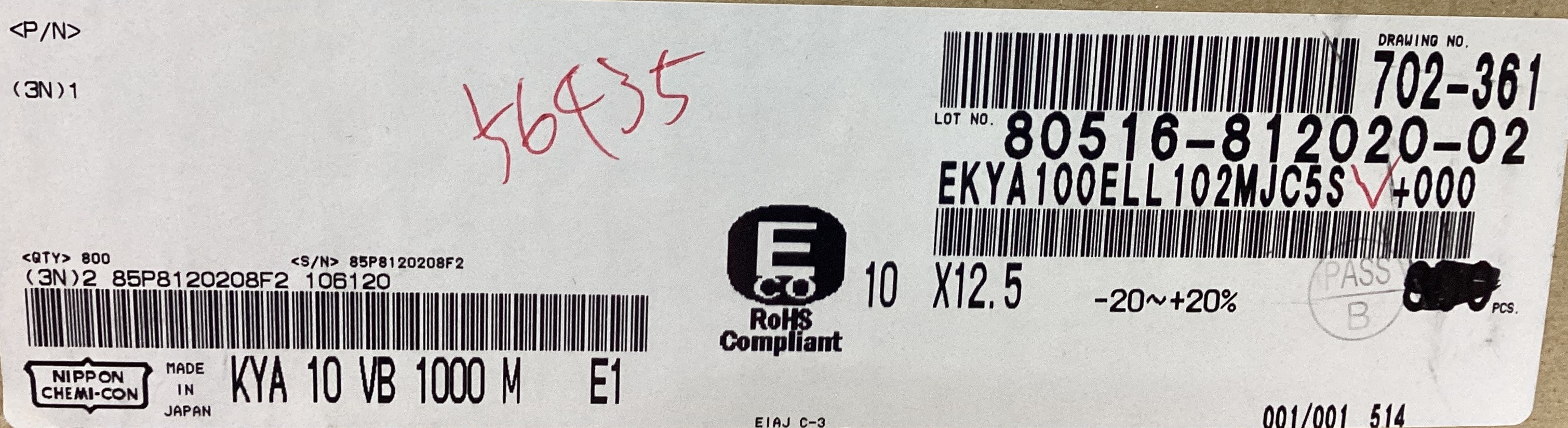 EKYA100ELL102MJC5S
