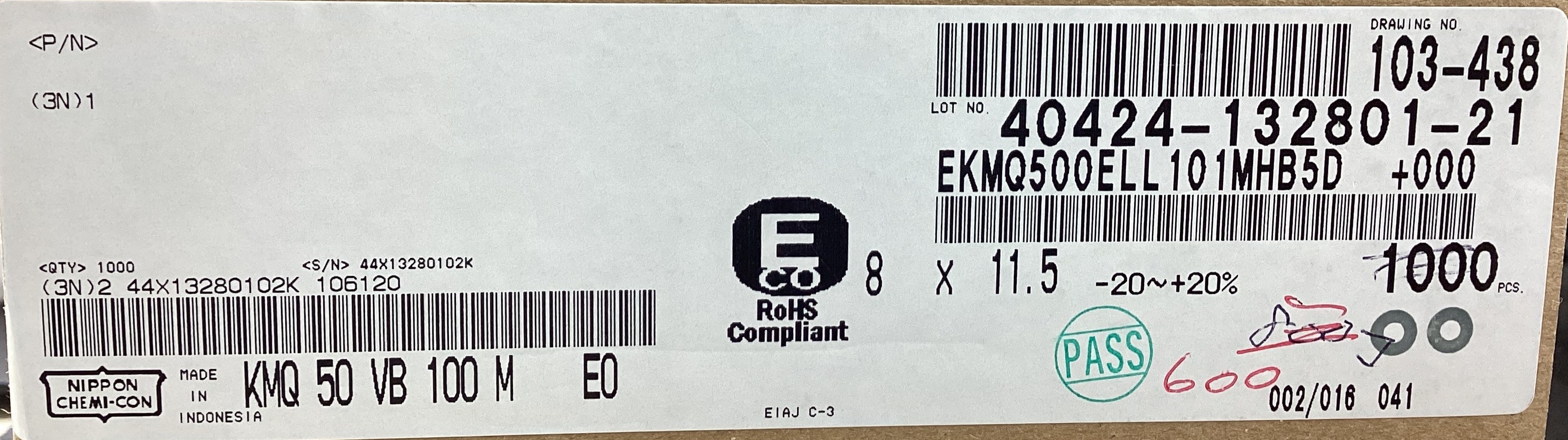 EKMQ500ELL101MHB5D