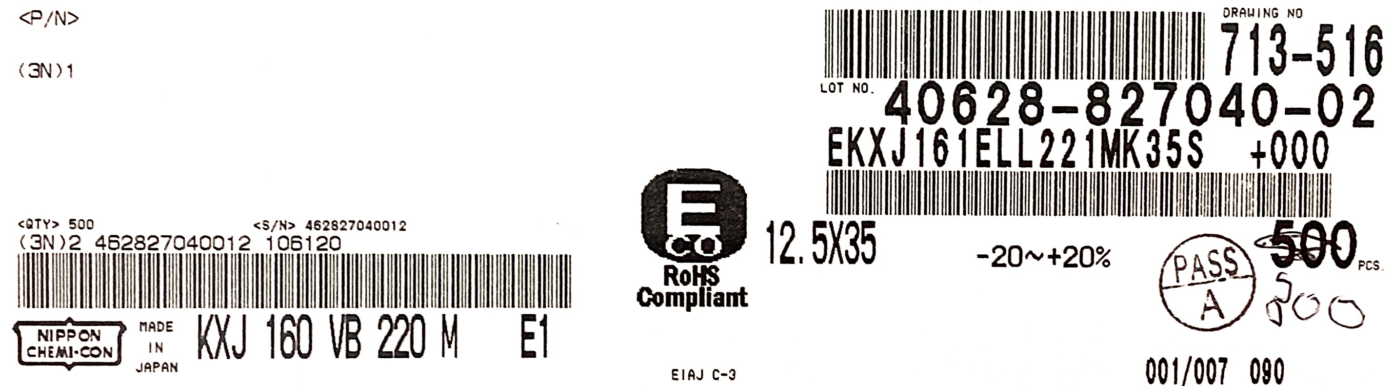 EKXJ161ELL221MK35S