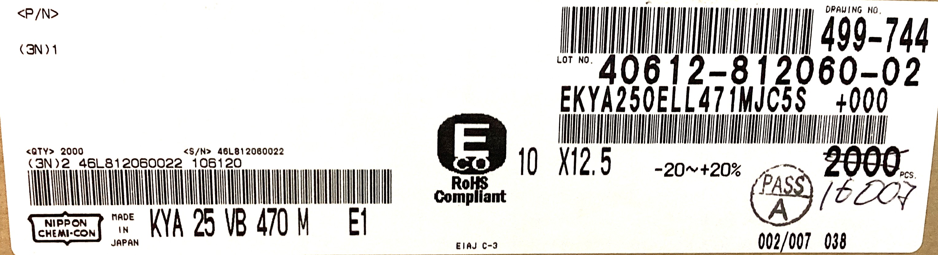 EKYA250ELL471MJC5S