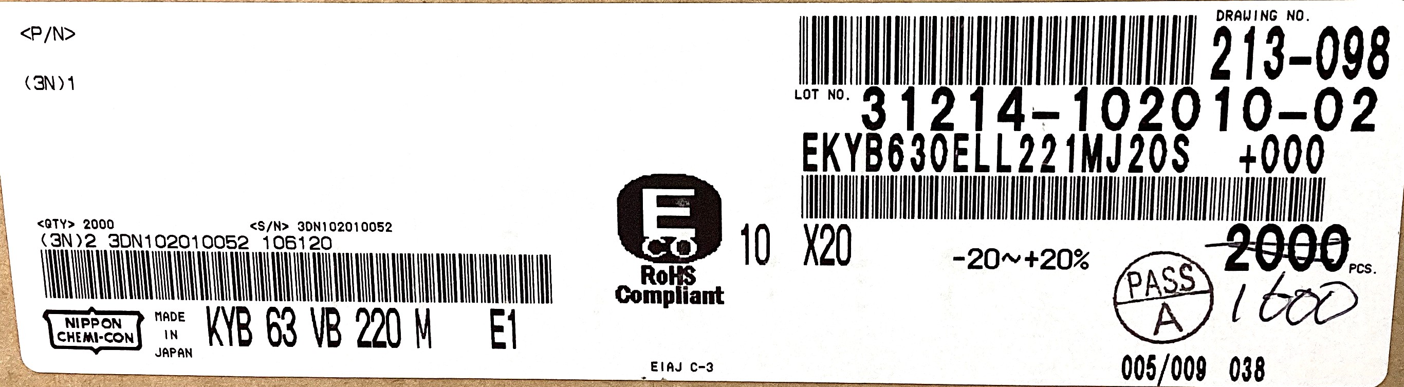 EKYB630ELL221MJ20S